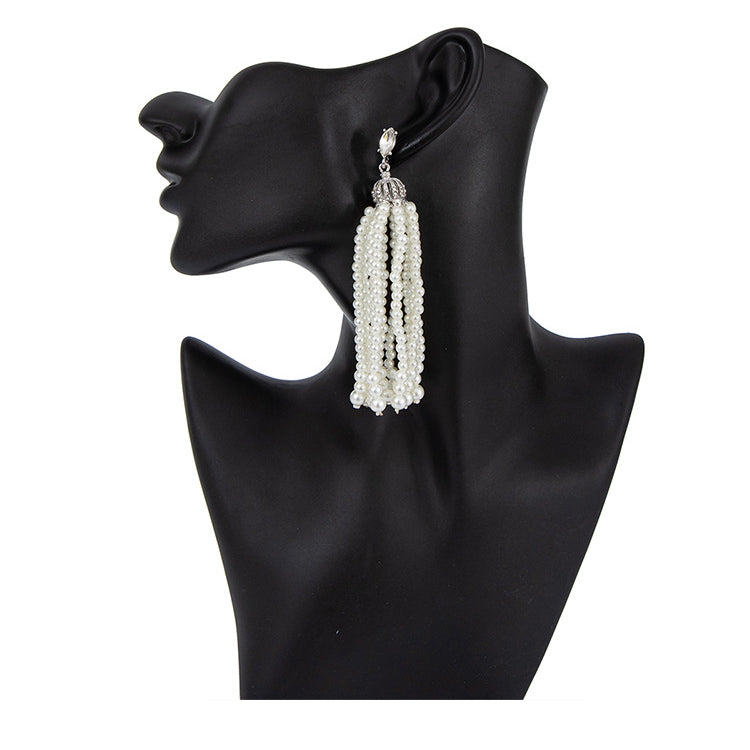 Pendientes de borlas con cuentas de perlas E6909