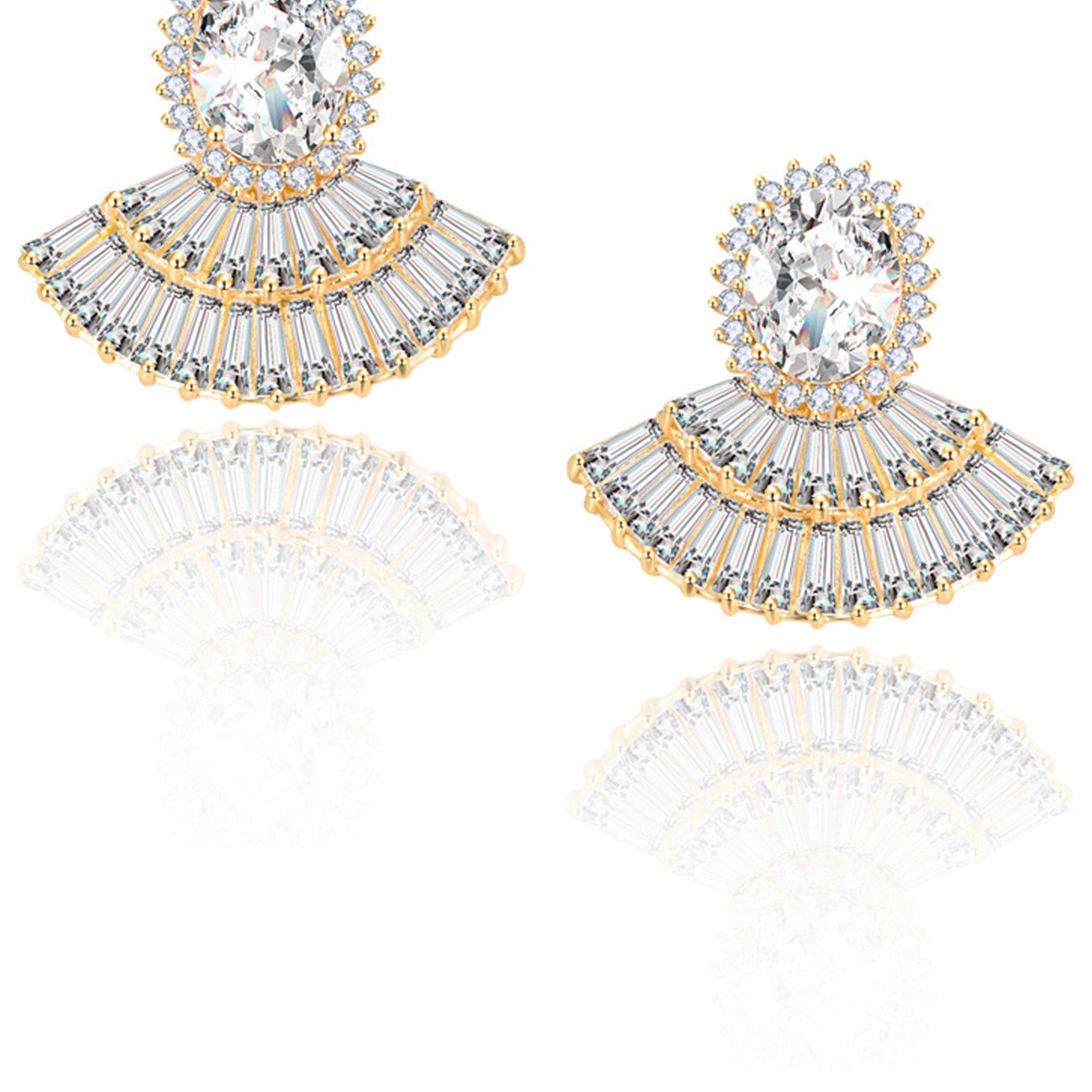 Pendientes de circonitas cúbicas en forma de sector E6938