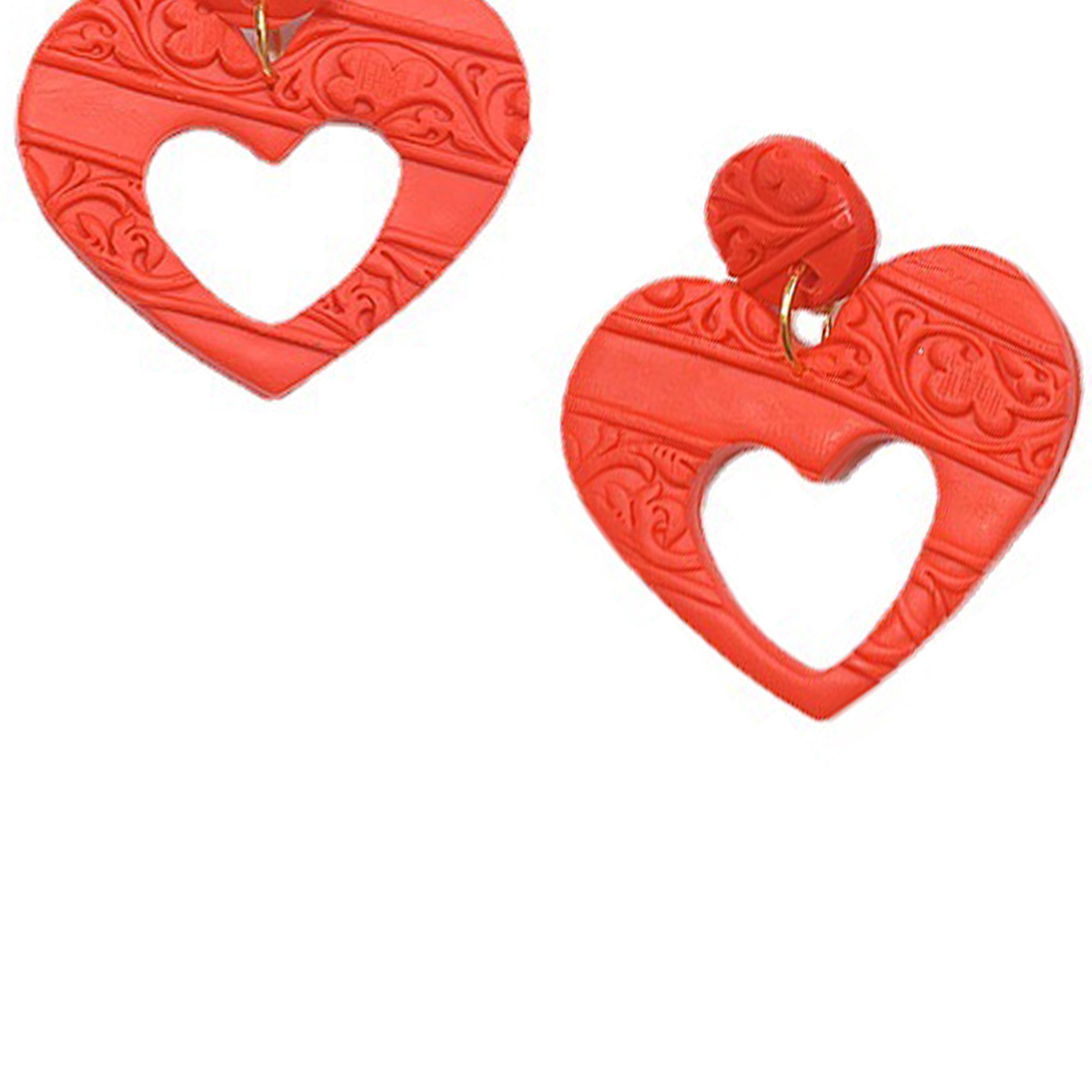 Pendientes de arcilla polimérica con forma de corazón E6974