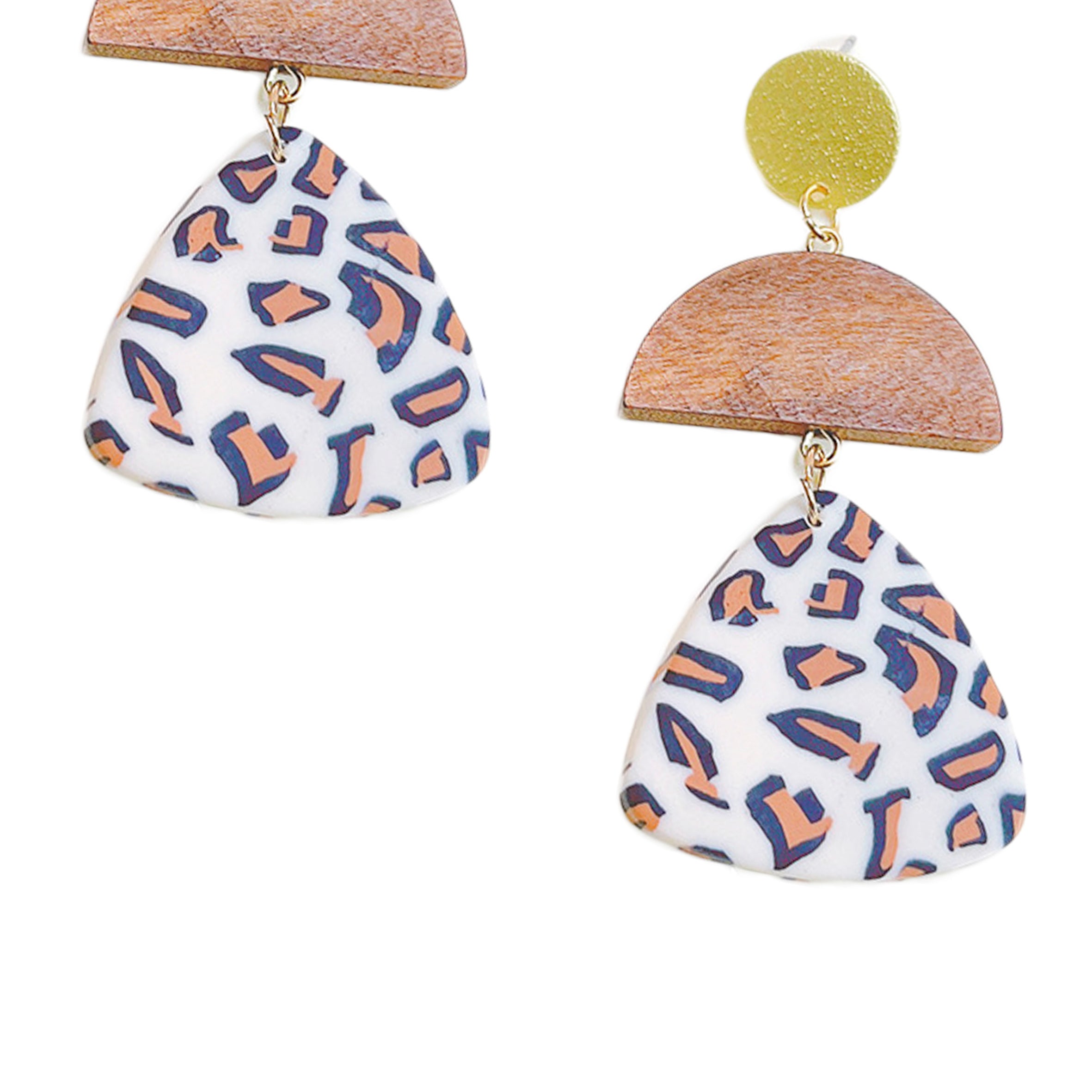 Geometry Animal Printed Polymer Clay Earrings E6977