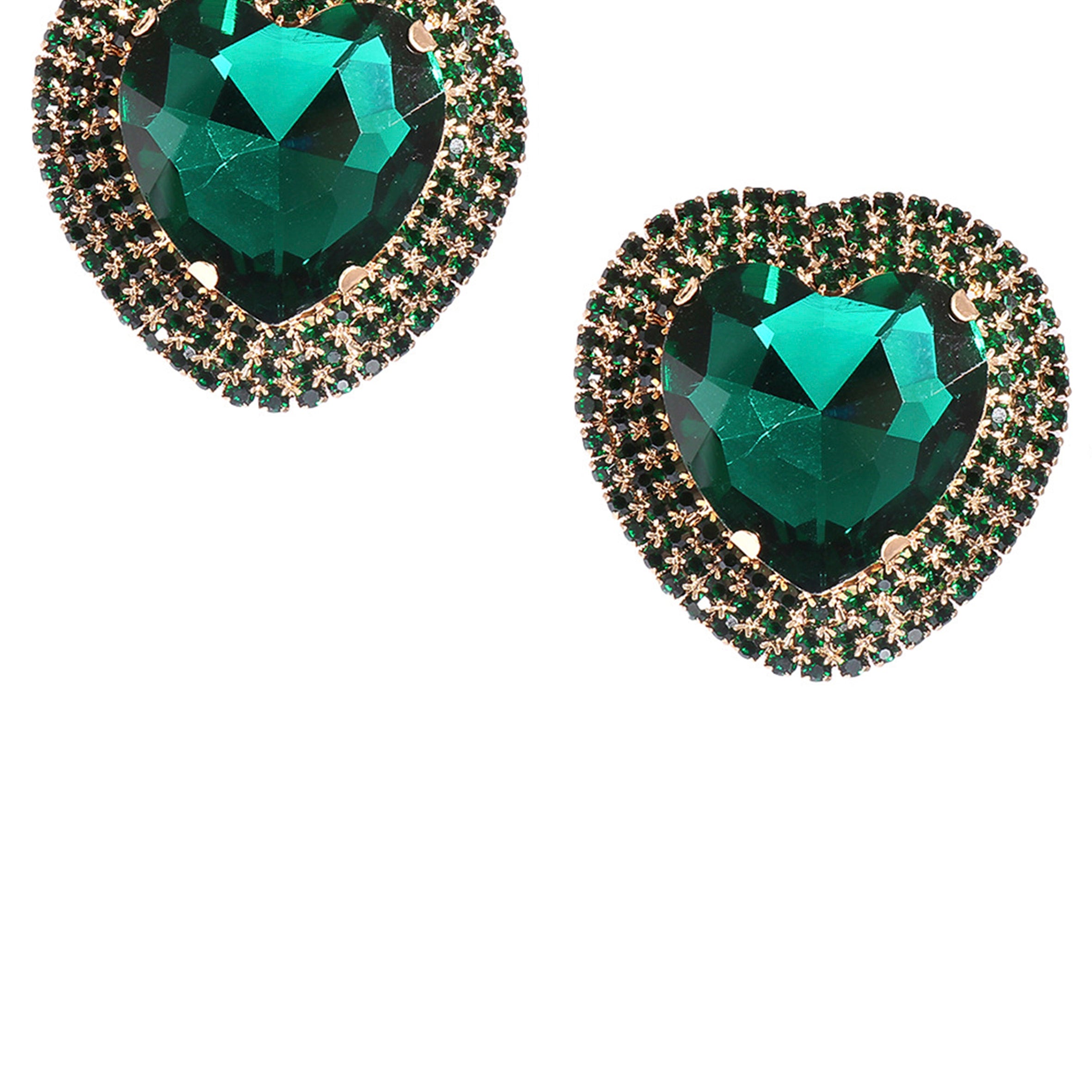 Pendientes de corazón con diamantes de imitación E7014