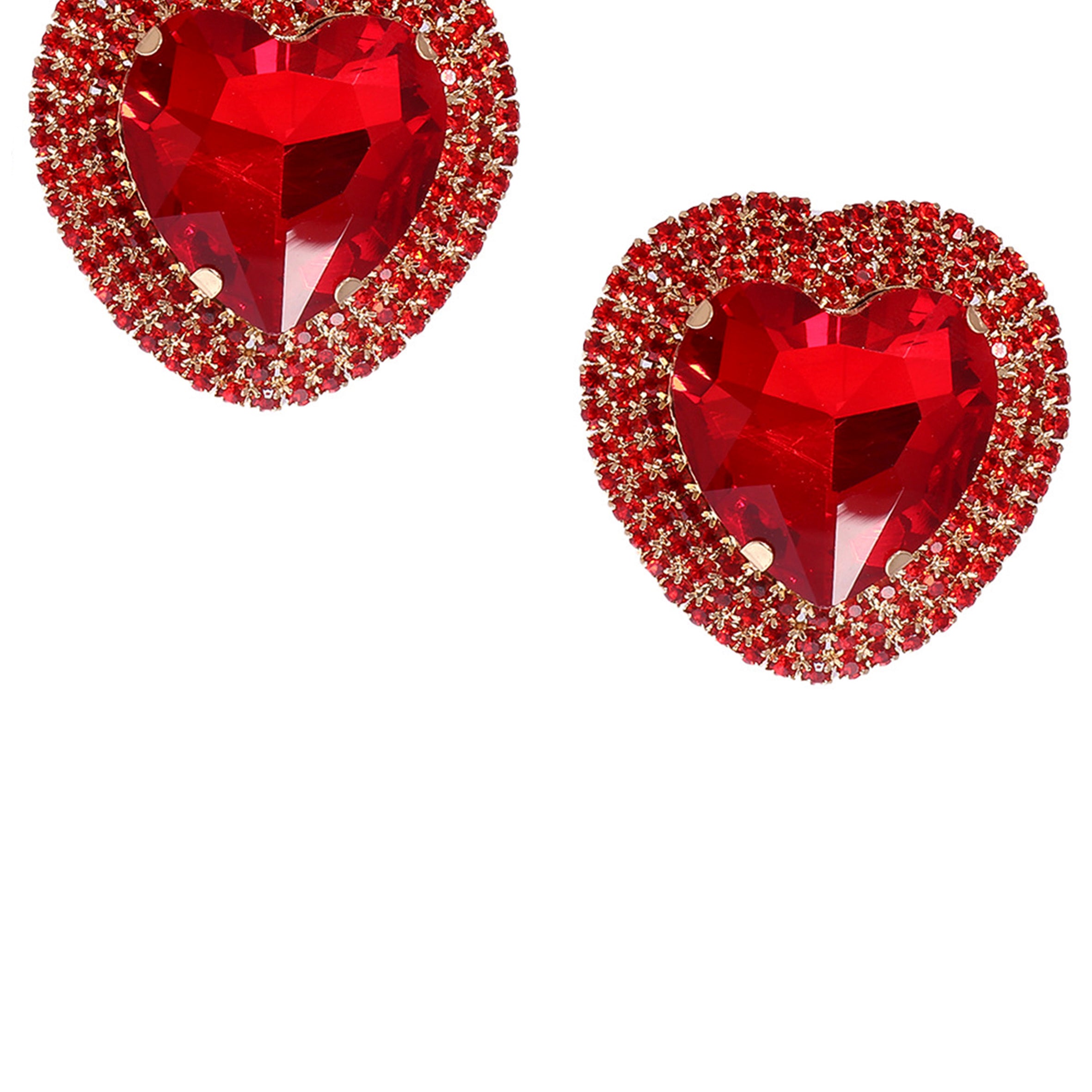 Pendientes de corazón con diamantes de imitación E7014