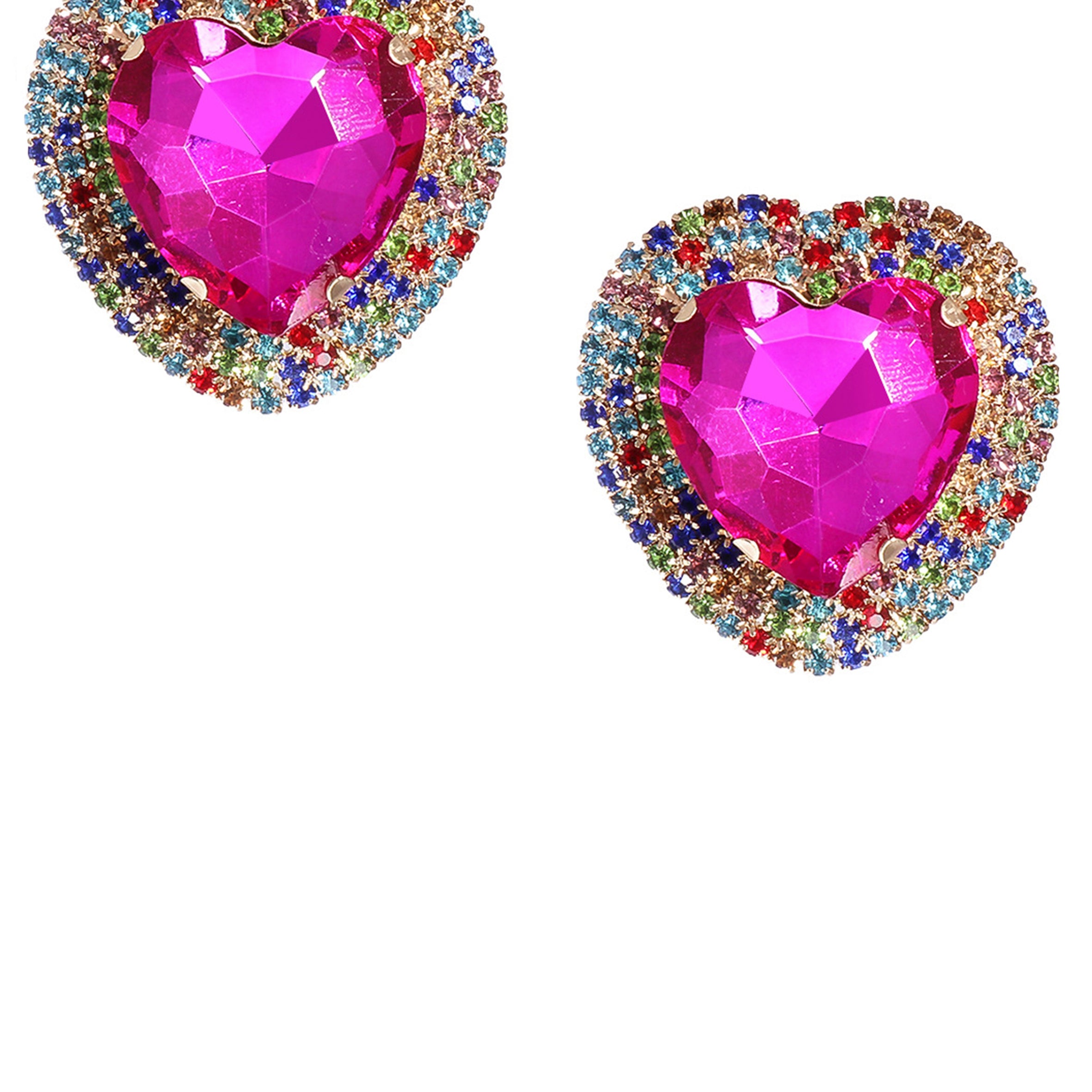 Pendientes de corazón con diamantes de imitación E7014