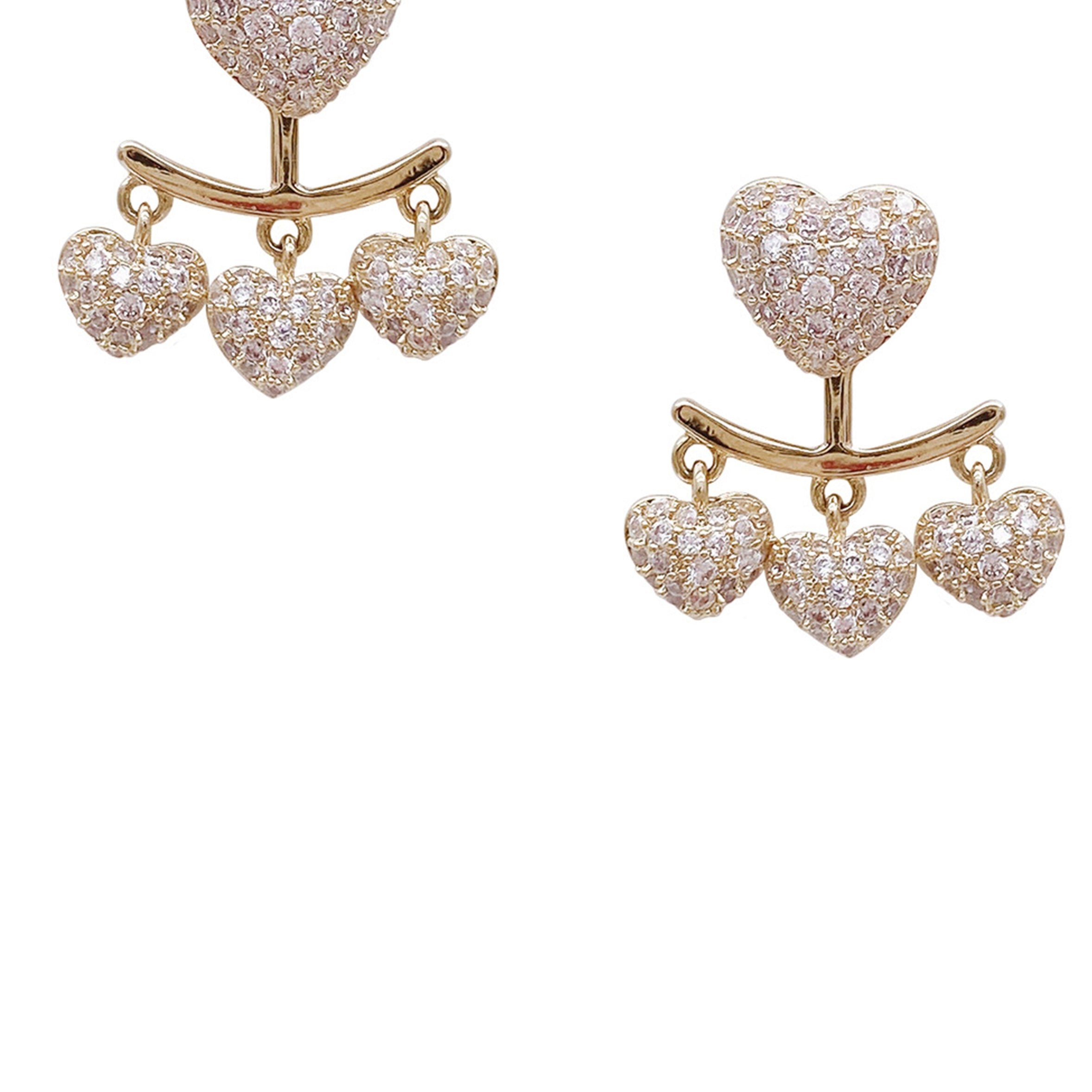 Heart Rhinestone Tassel Earrings E7095