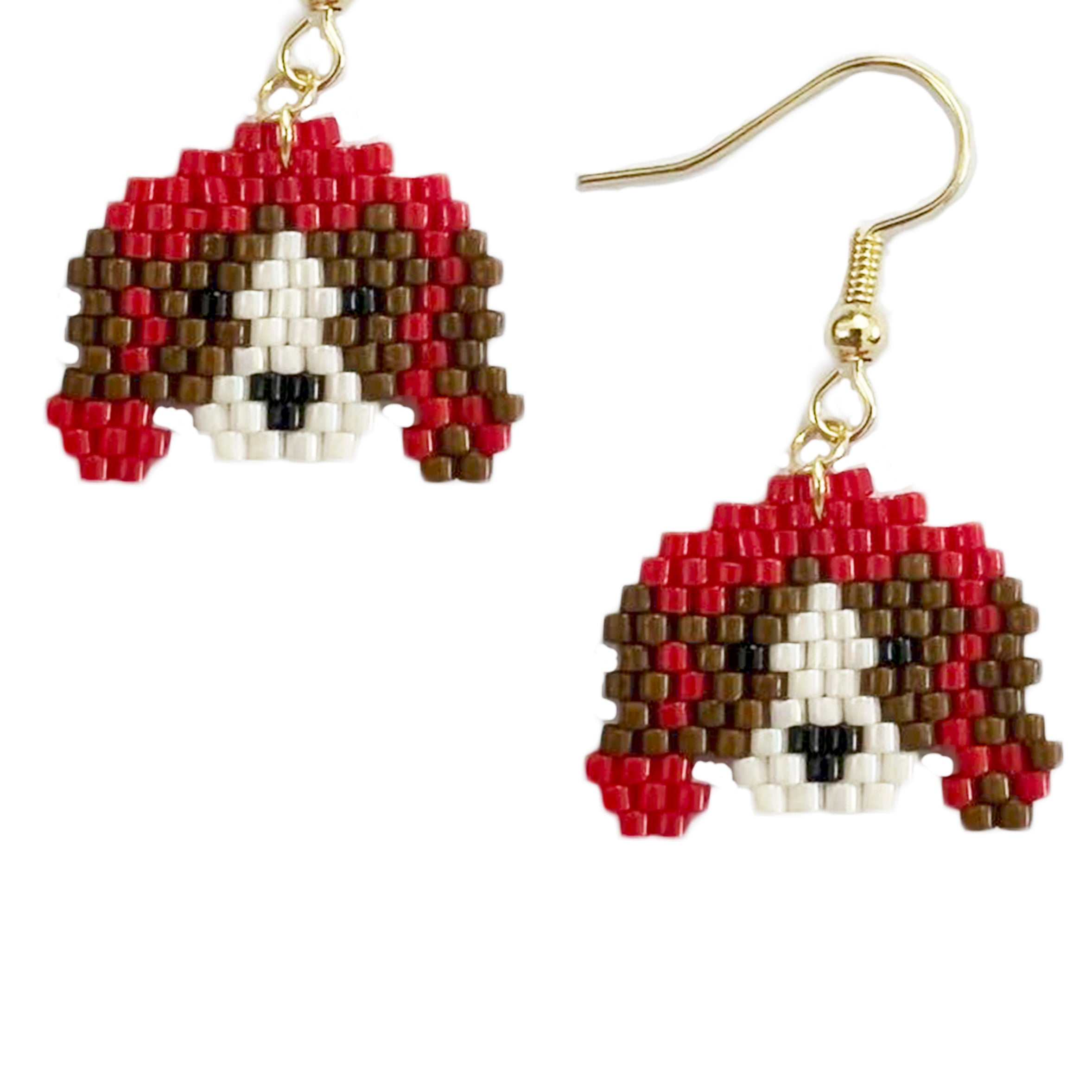 Dog Head Seed Bead Earrings E7113