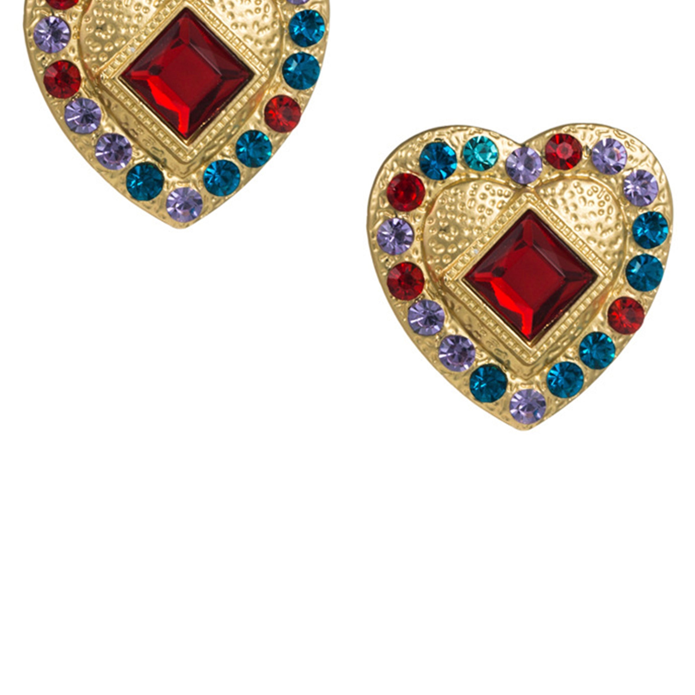 Pendientes de corazón con diamantes de imitación E7131