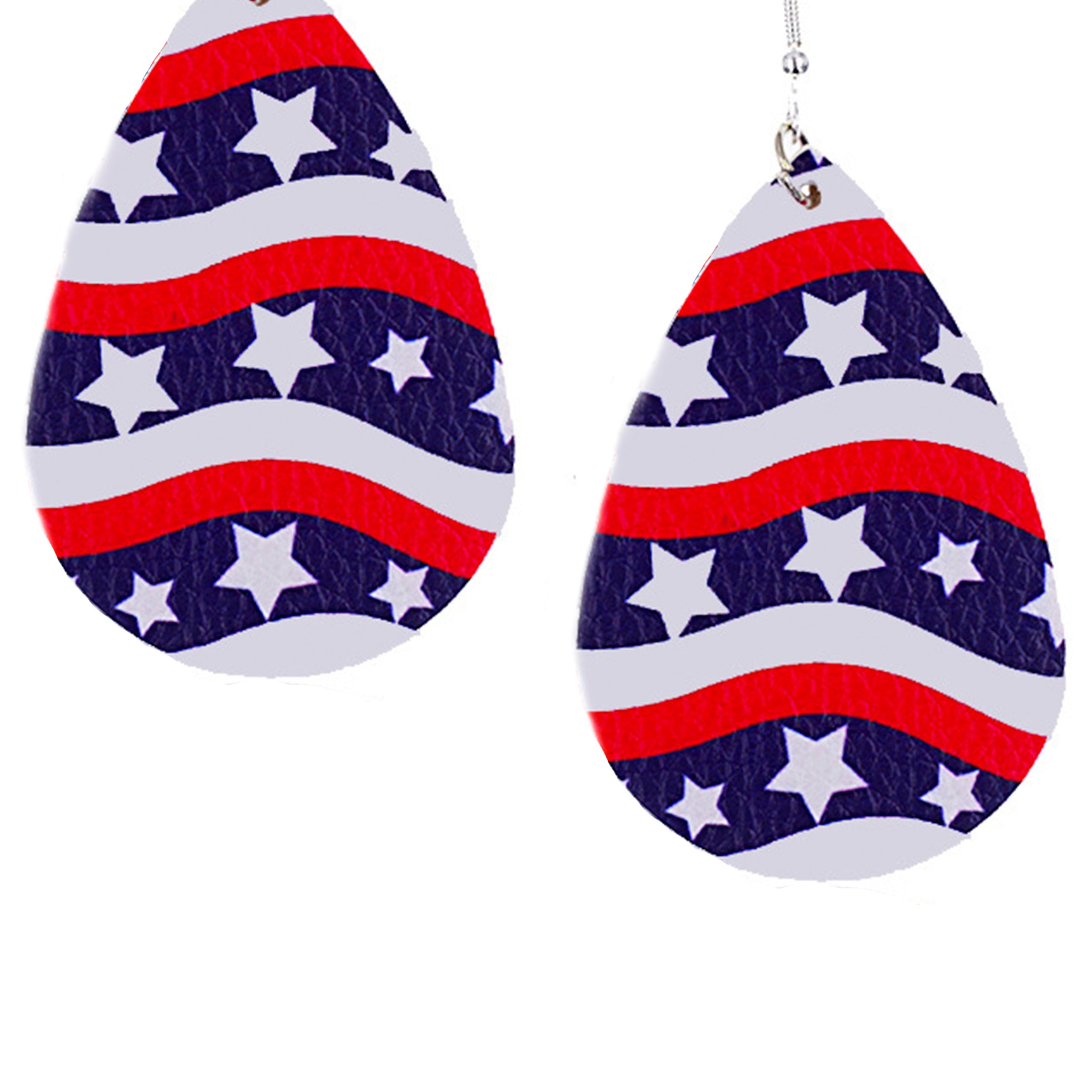 Pendientes de cuero con forma de lágrima y estampado de estrellas E7136