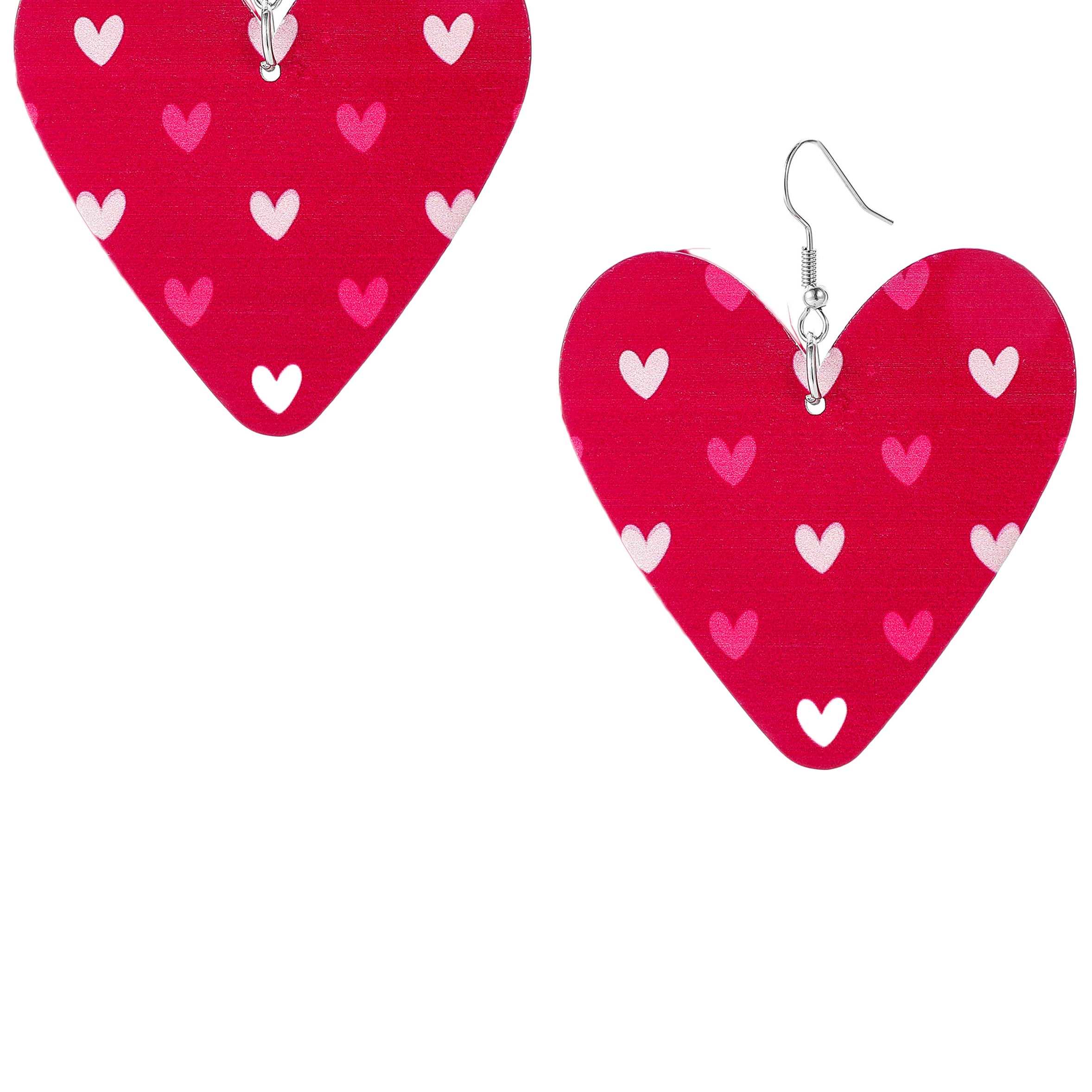 Heart Pattern Wooden Earrings E7154