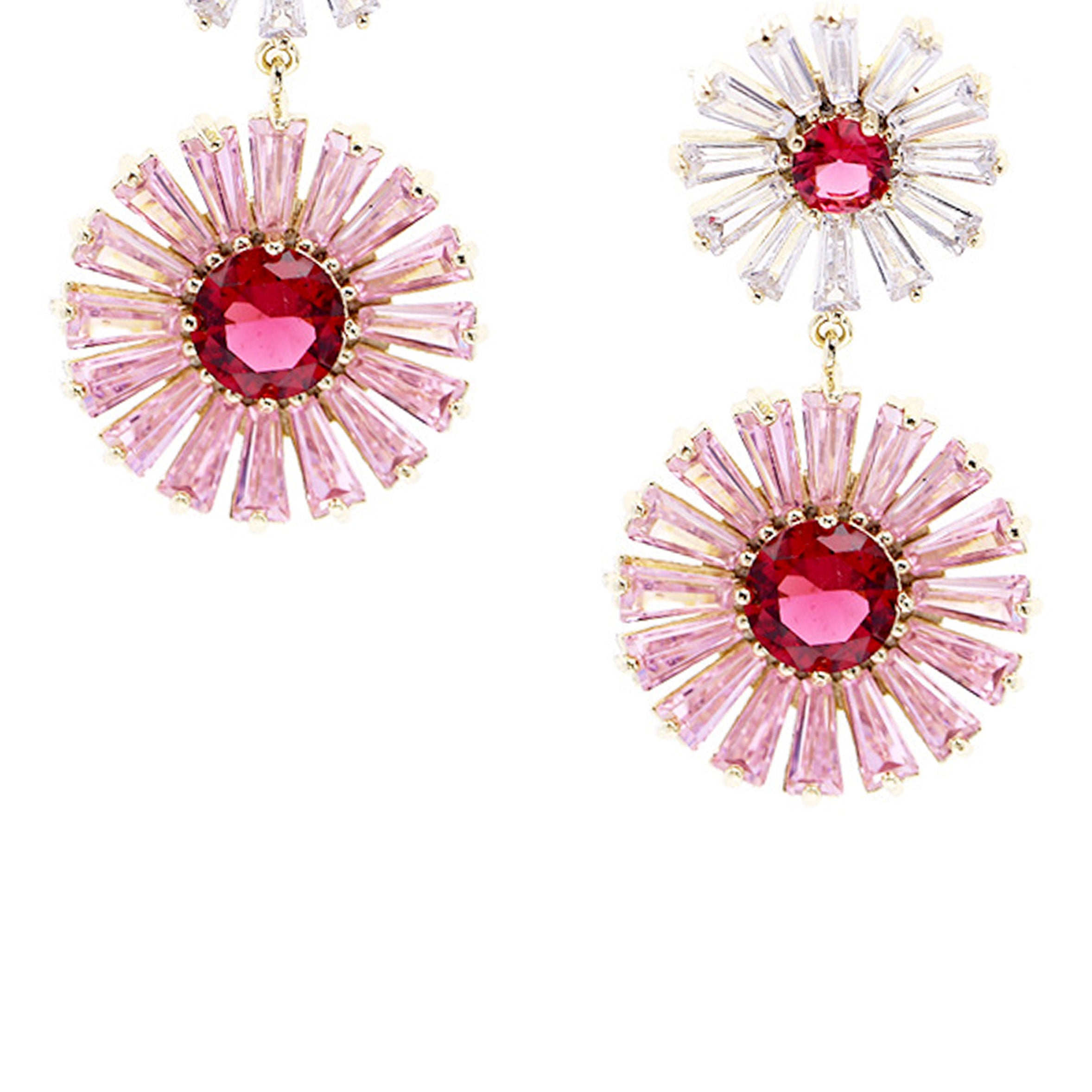 Pendientes de circonitas cúbicas con diseño floral E7203