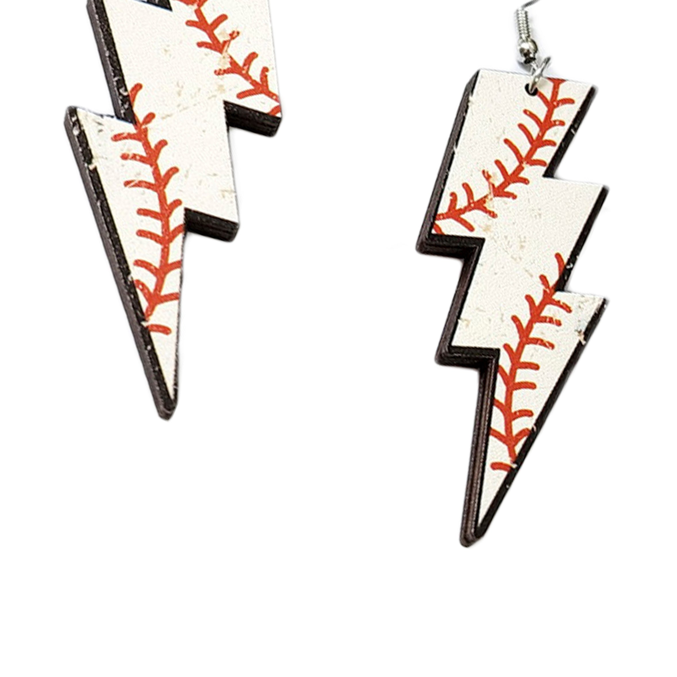 Pendientes de madera con forma de rayo de tenis E7251