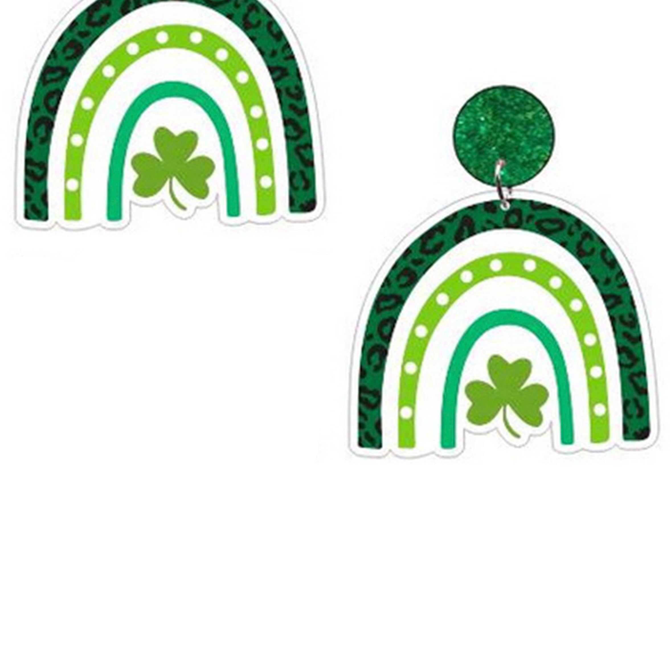 Pendientes acrílicos con forma de trébol y arcoíris E7256