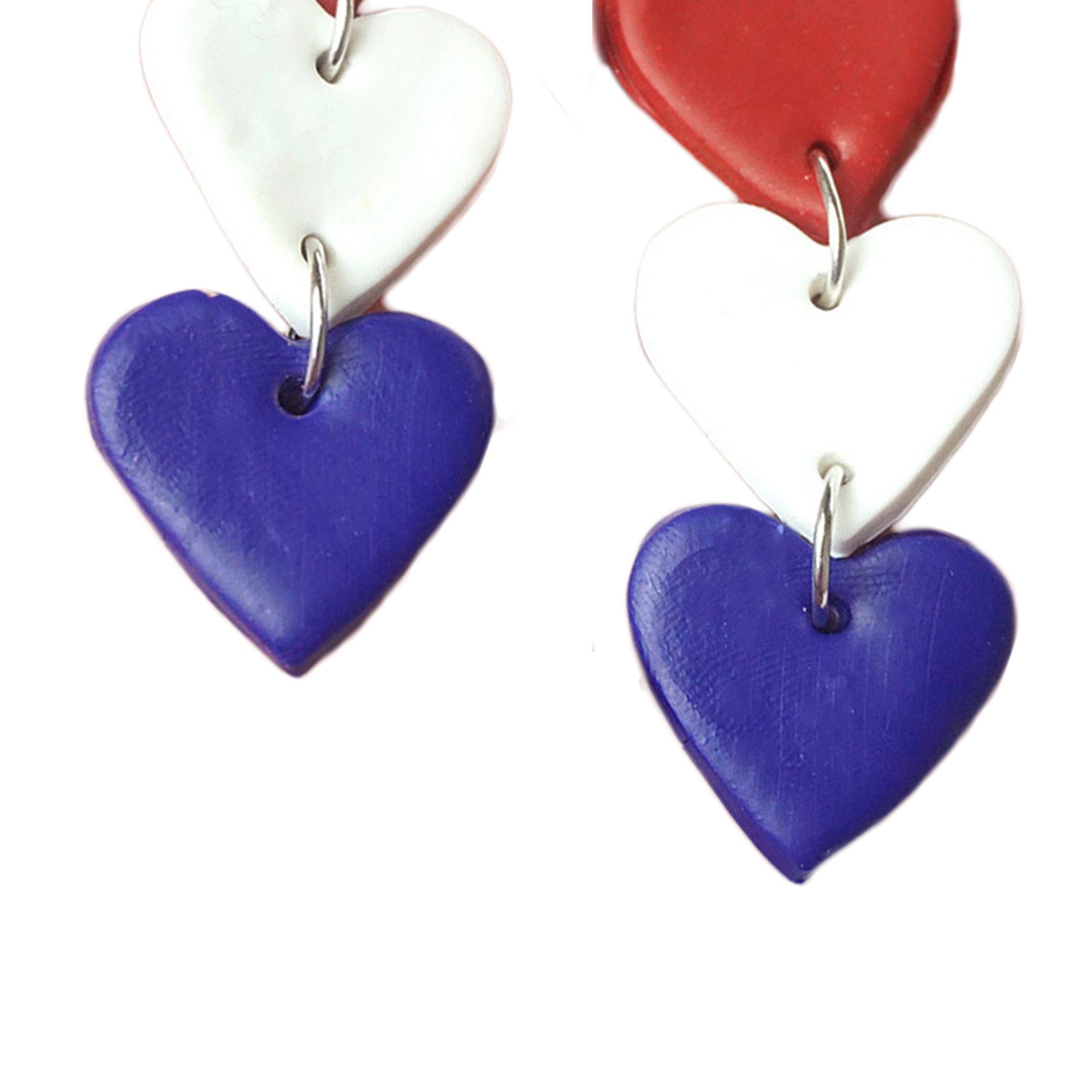 Pendientes de arcilla polimérica con forma de corazón con el Día de la Independencia E7258
