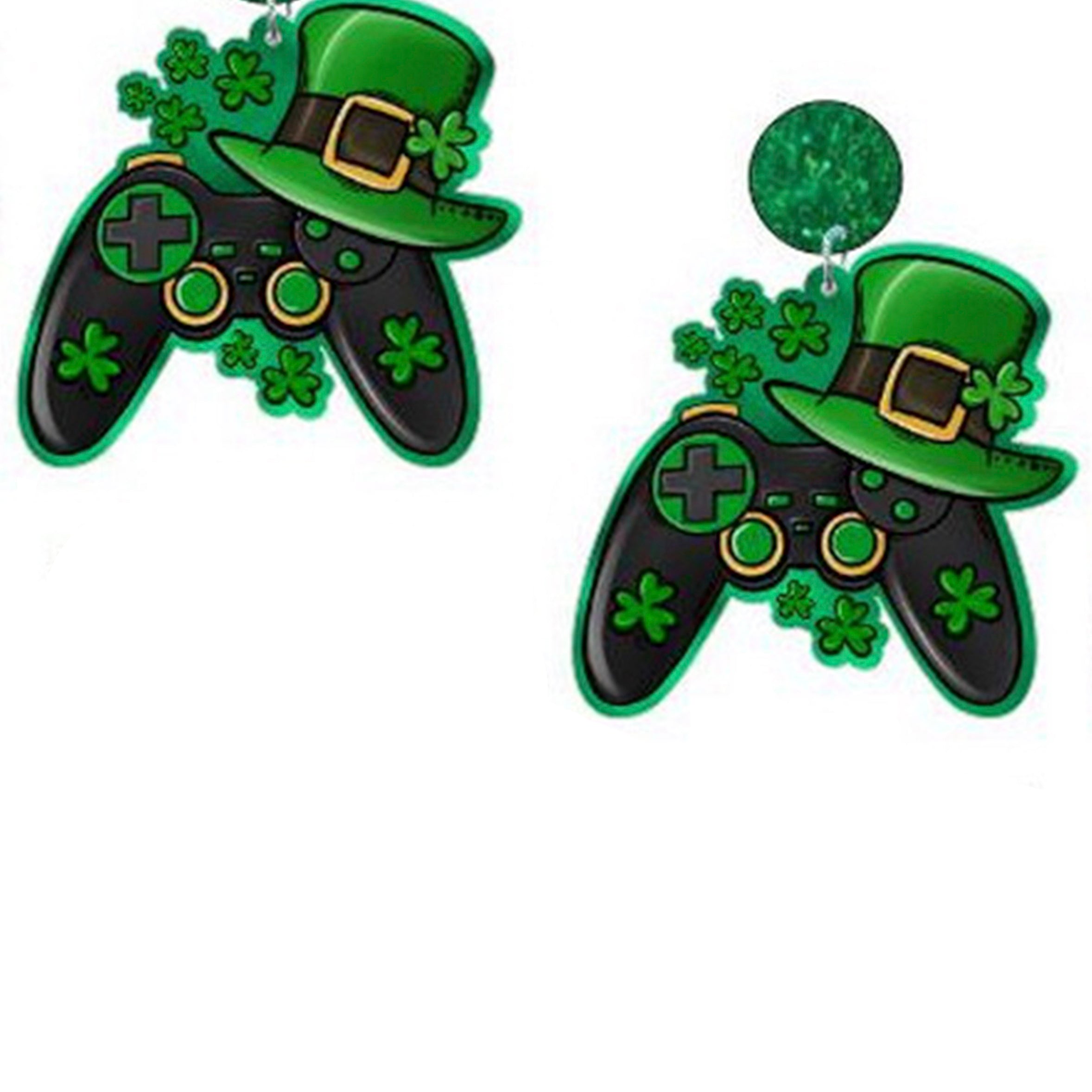 Pendientes acrílicos con el GamePad de San Patricio E7279