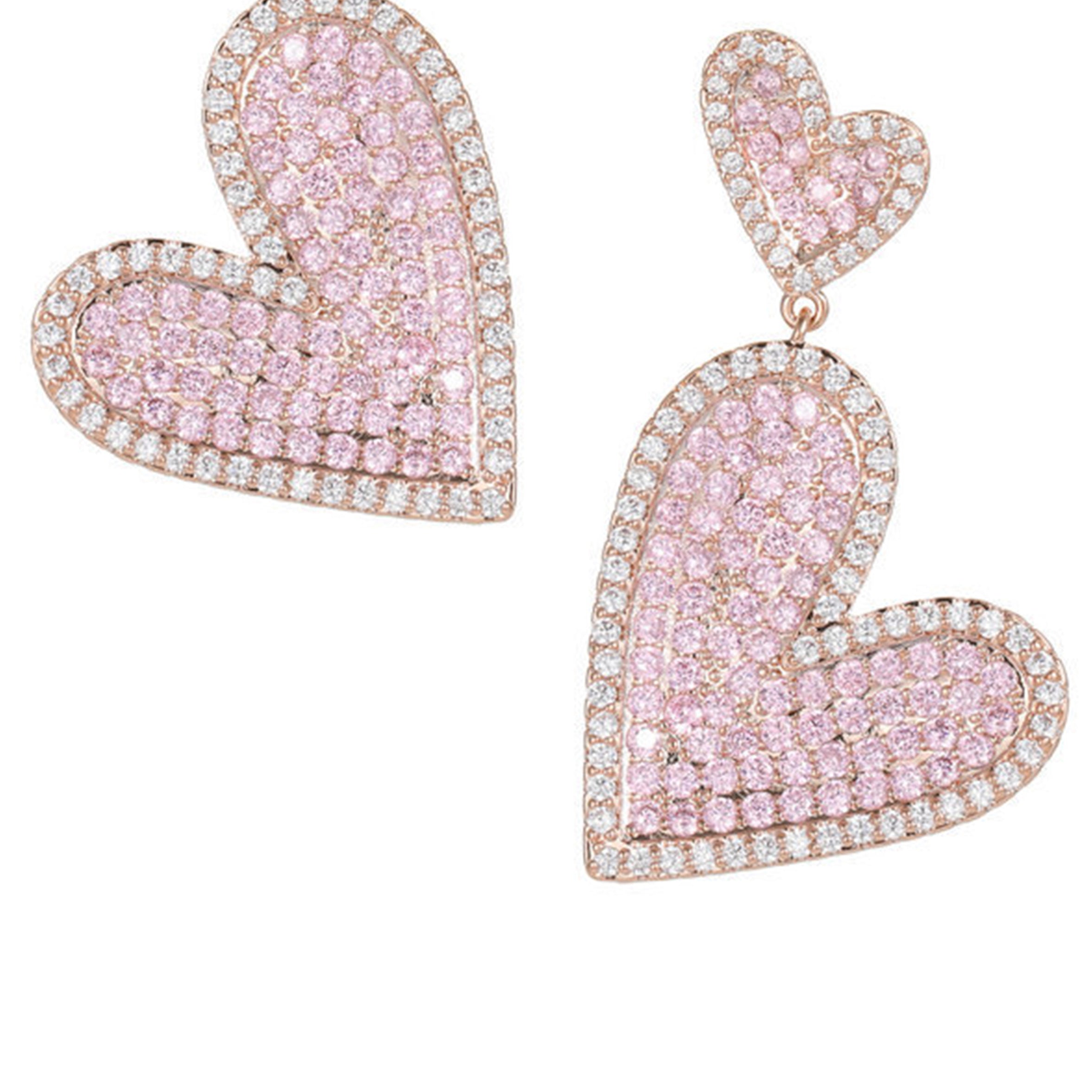 Pendientes de circonita cúbica con forma de corazón E7330