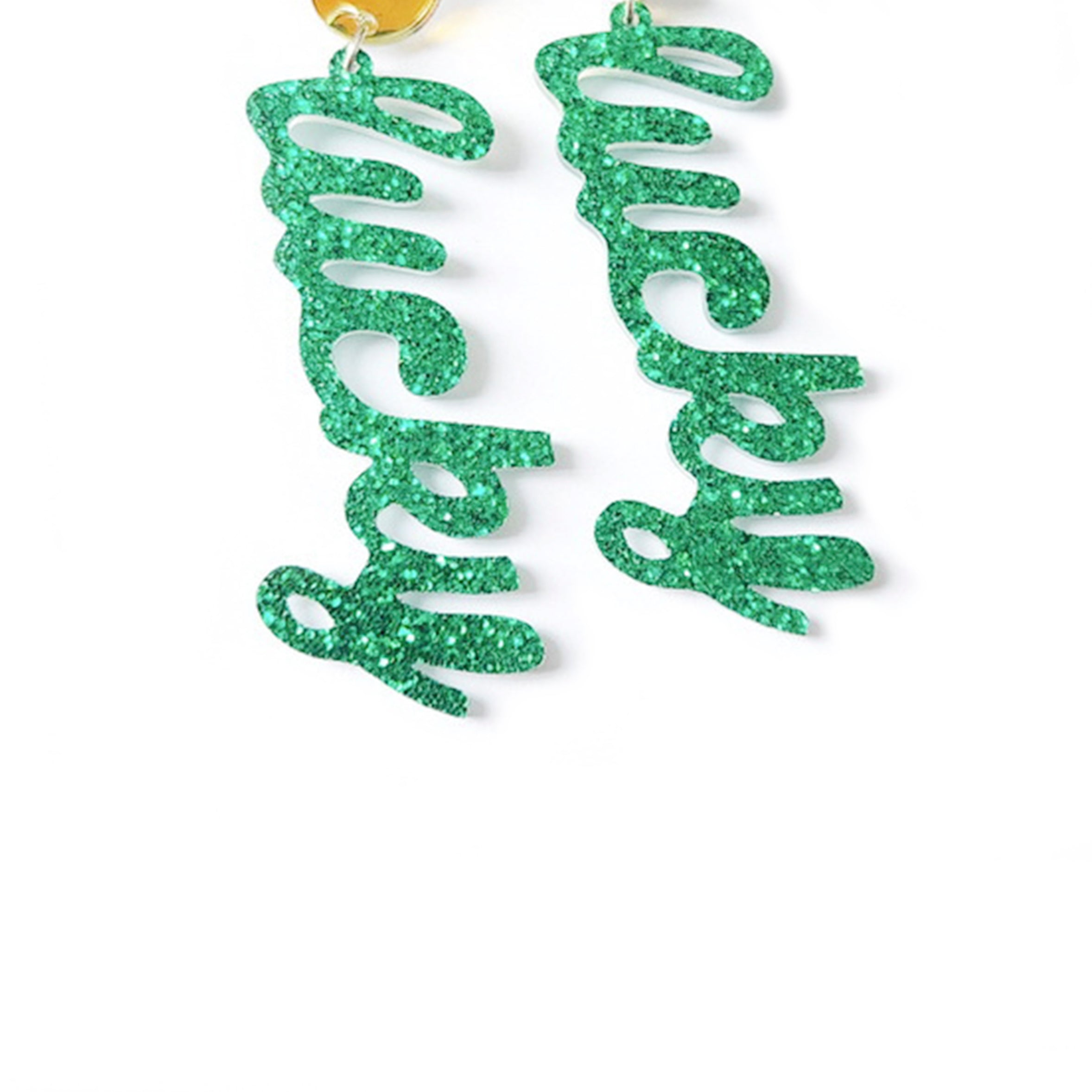 Pendientes acrílicos LUCKY verdes E7353