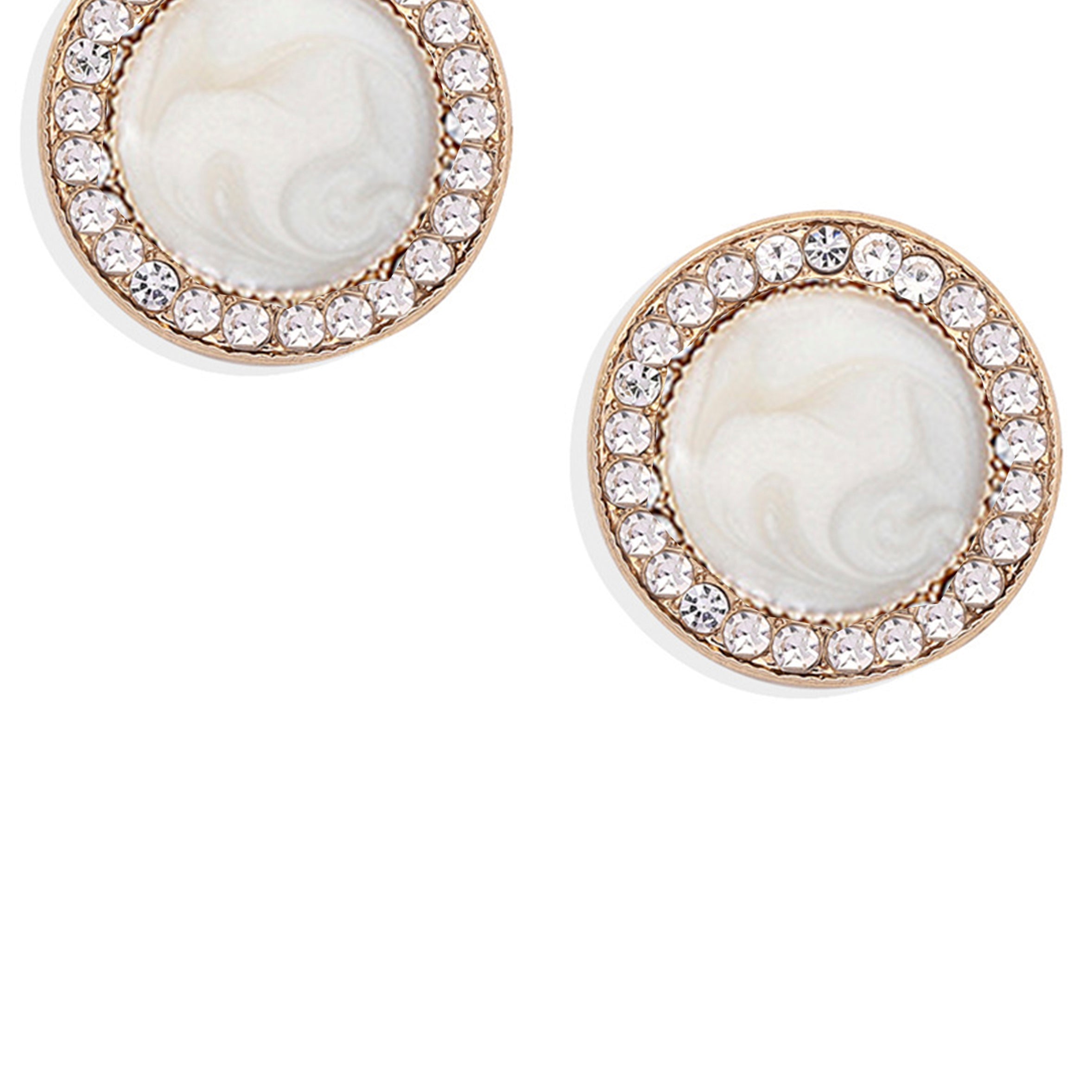 Pendientes de clip con diamantes de imitación circulares E7383