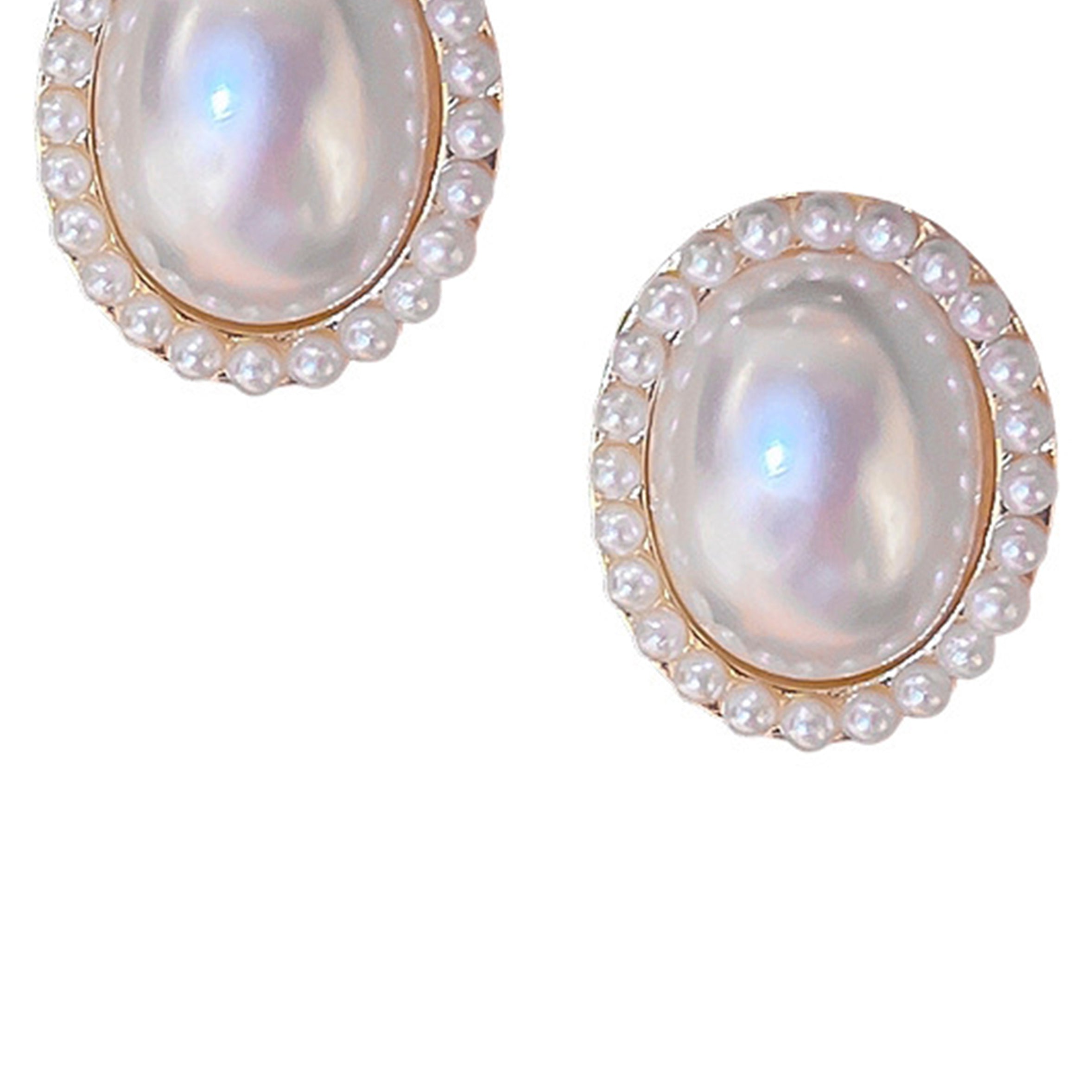 Pendientes de clip con perlas ovaladas E7385