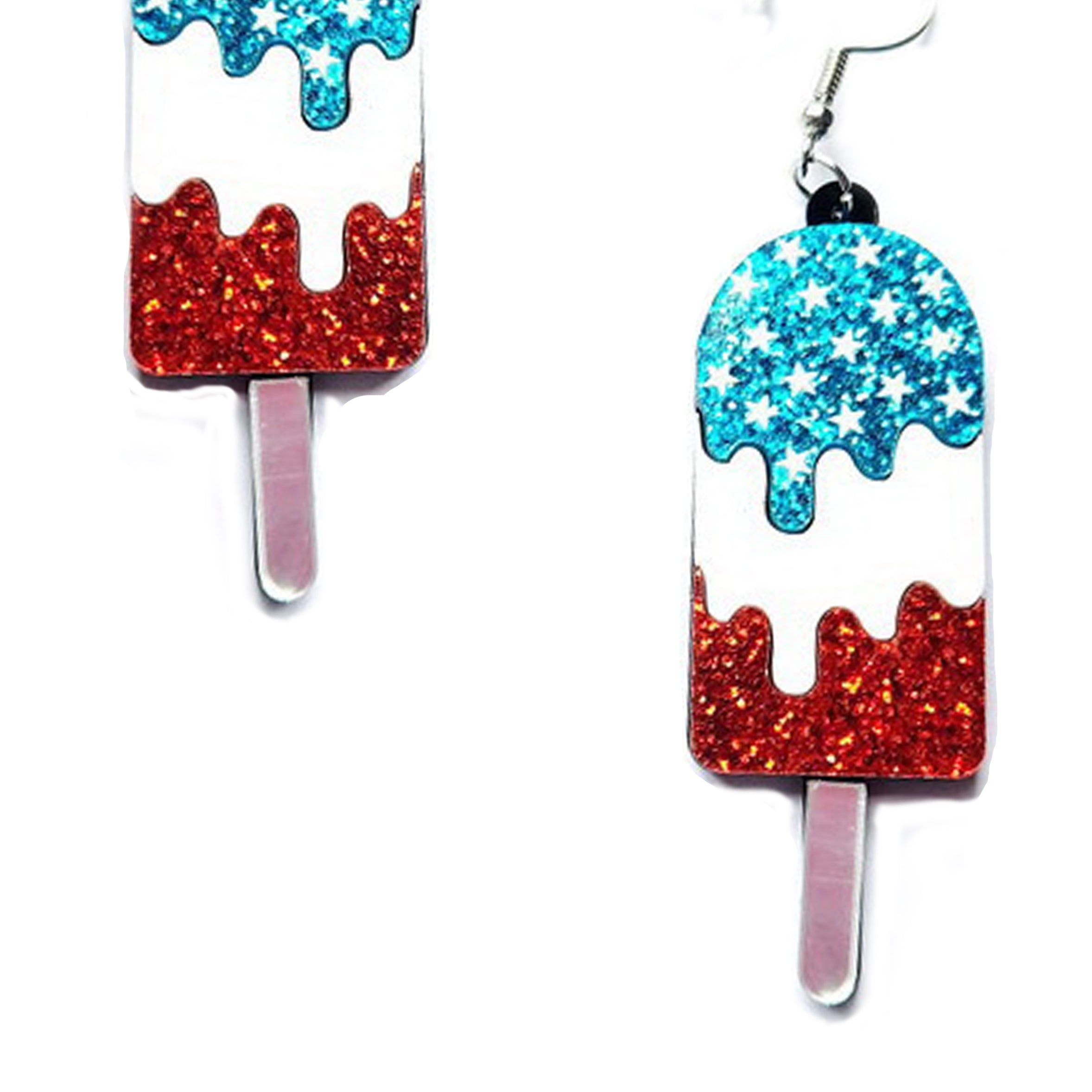 Pendientes acrílicos con forma de helado del Día de la Independencia E7496