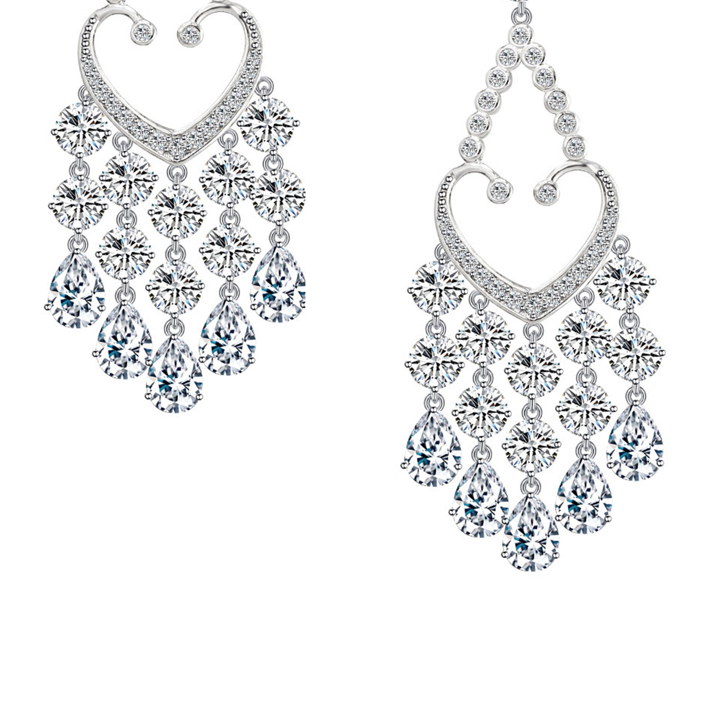 Pendientes de aro con borlas de corazón y circonitas cúbicas E7505