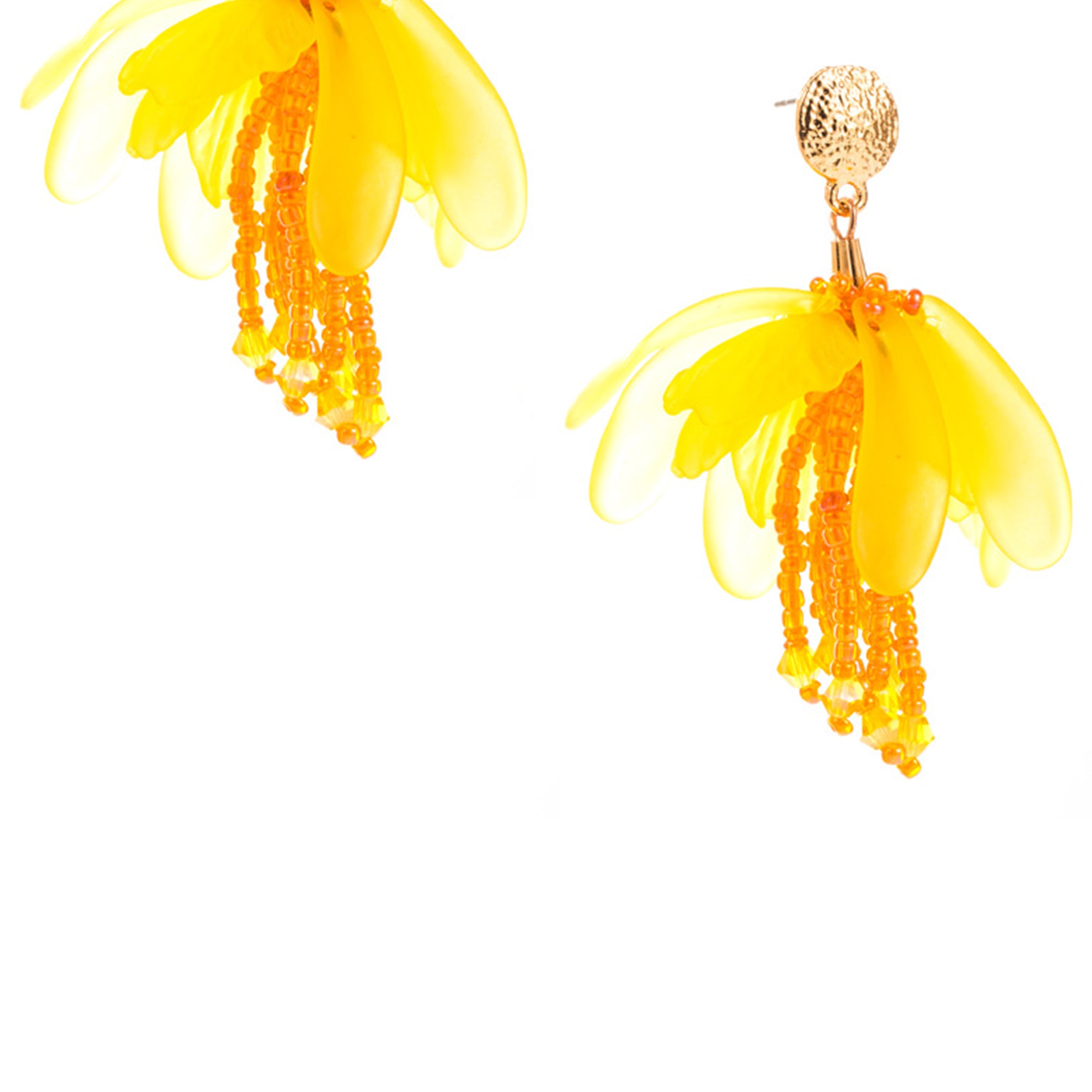 Floral Fabric Seed Bead Earrings E7509