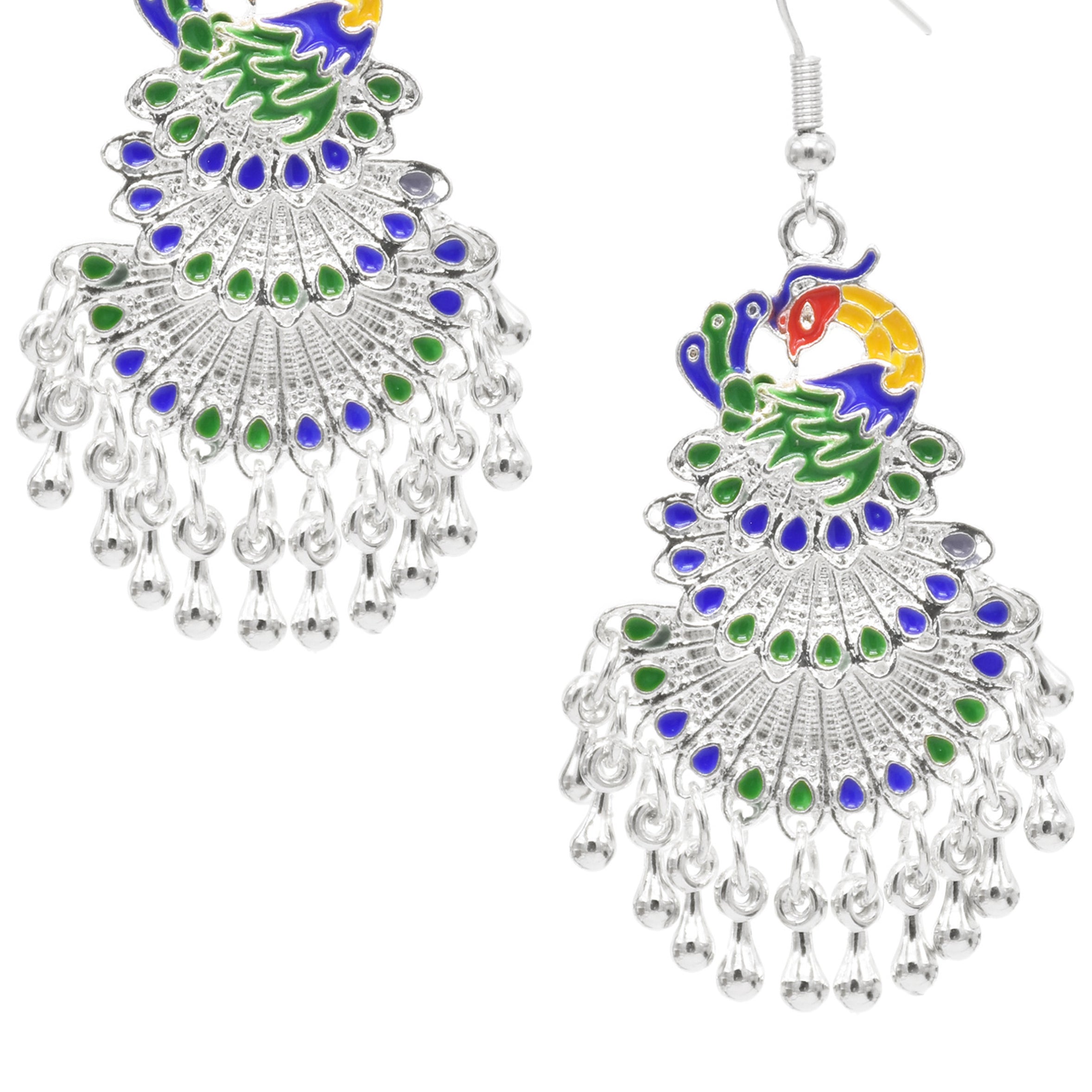 Pendientes de aleación con borlas de pavo real E7559