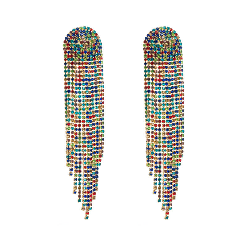 Pendientes de borlas con diamantes de imitación geométricos E7568