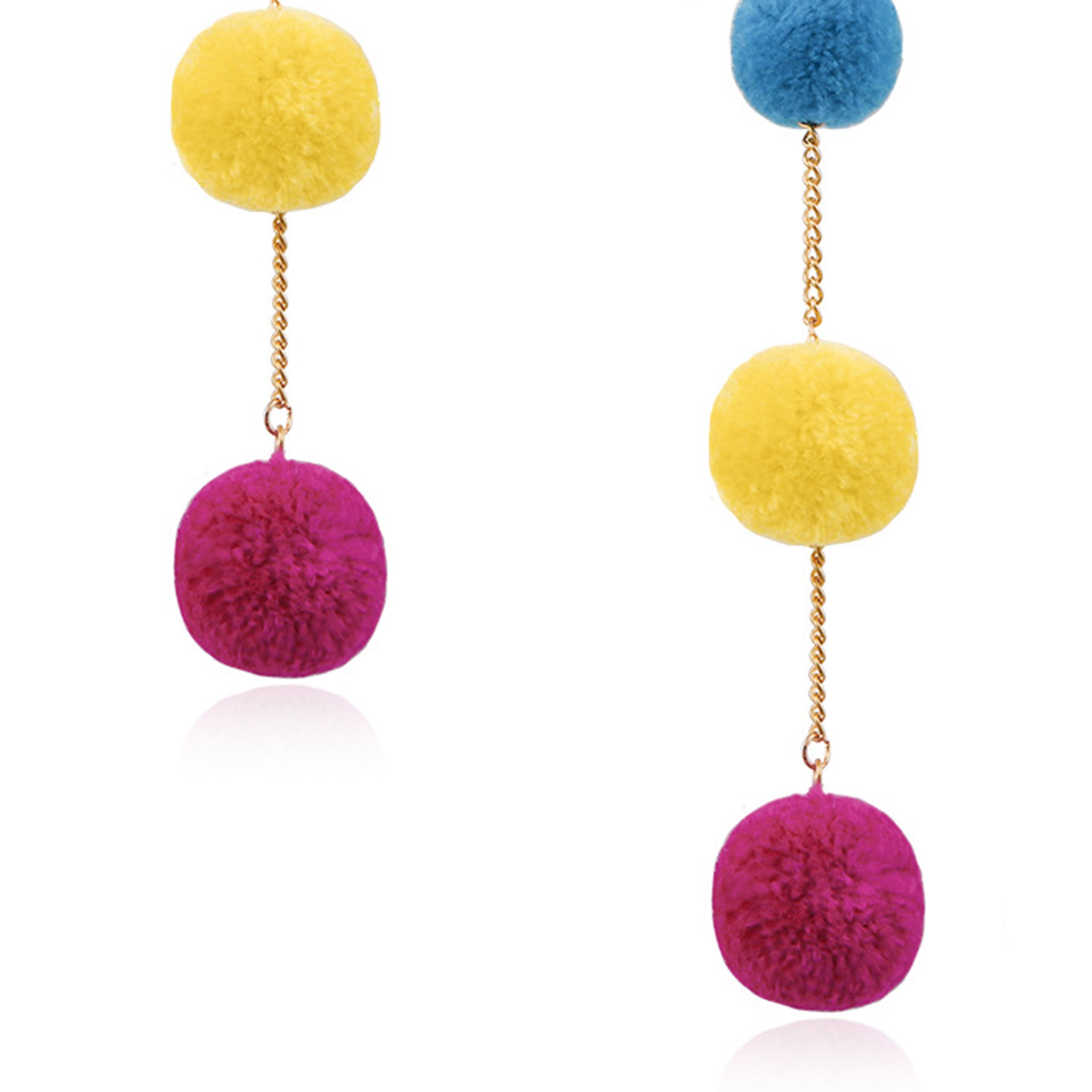 Pendientes de borlas de bolas de peluche E7580