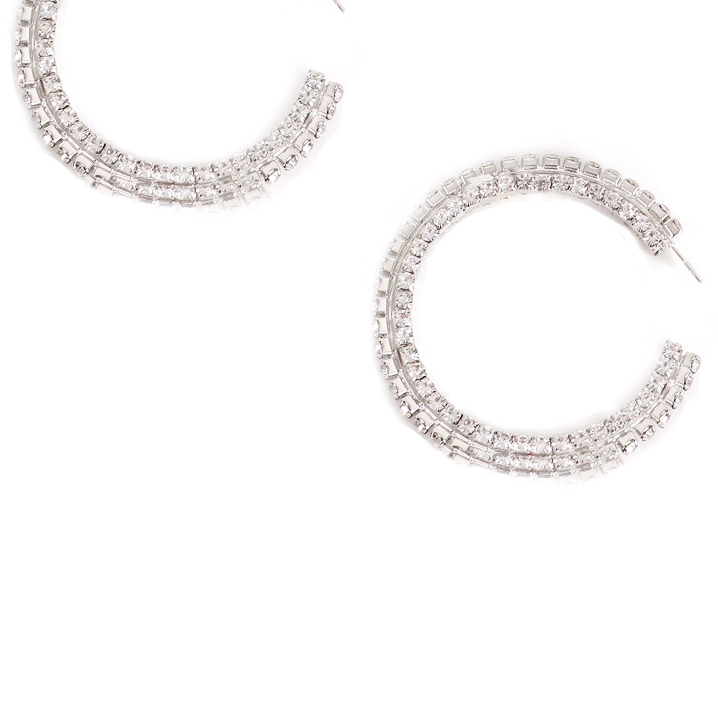 Pendientes de aro con diamantes de imitación E7613