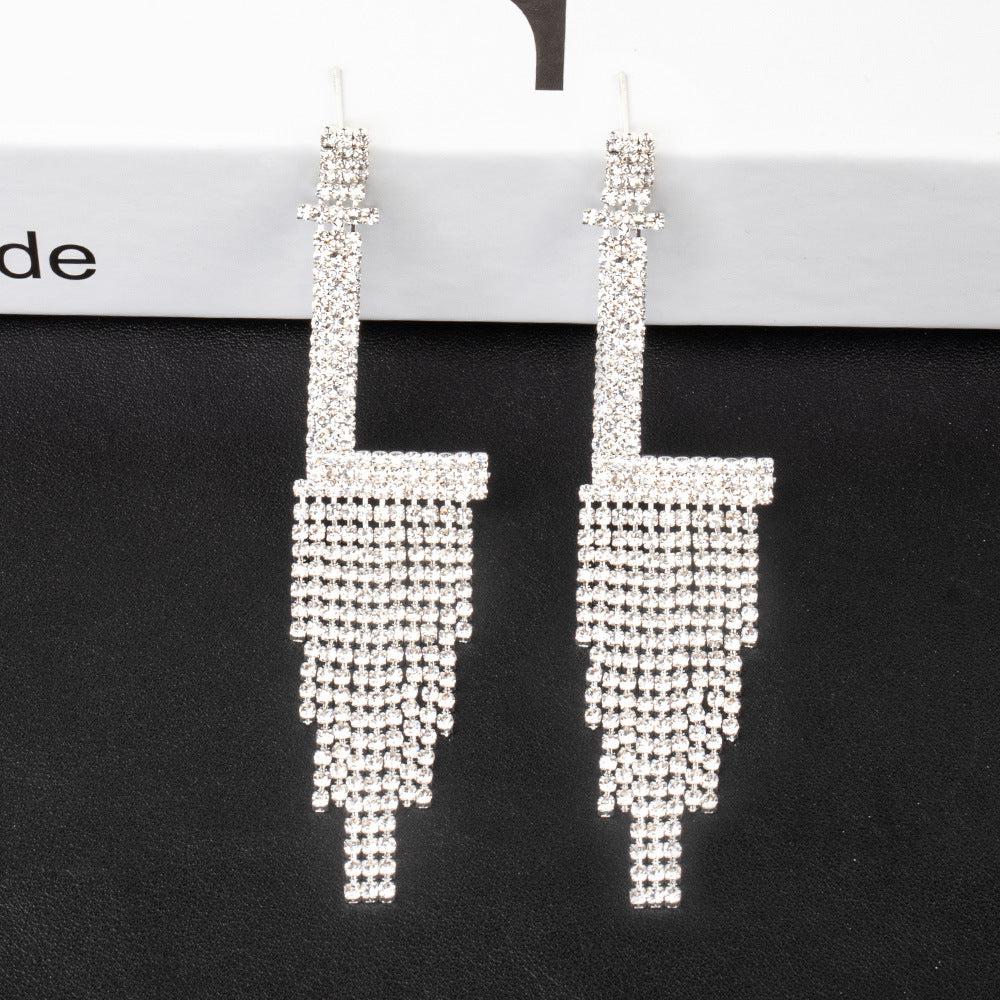 Alphabet Rhinestone Tassel Earrings E7614