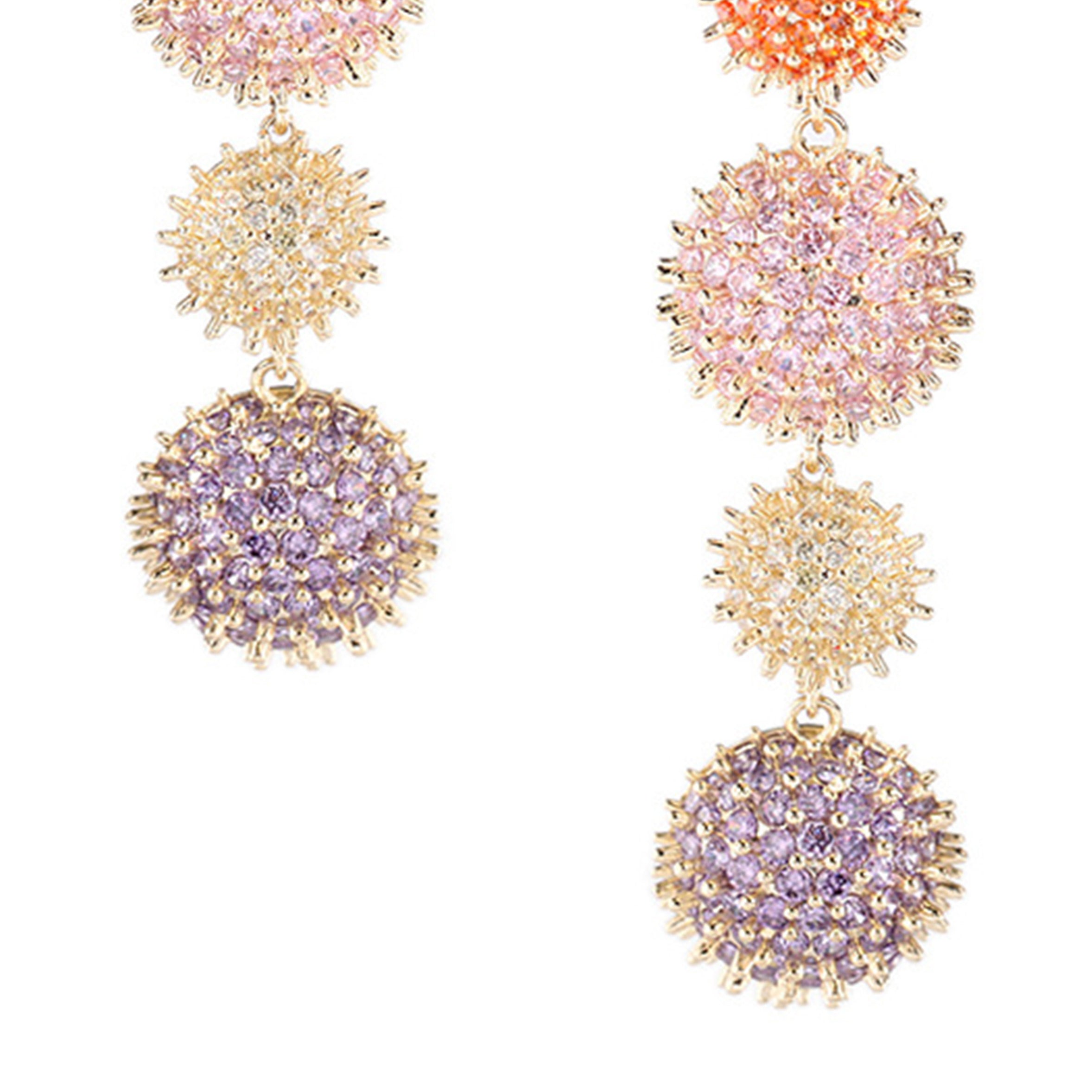 Pendientes de circonitas cúbicas con cadenas florales E7669