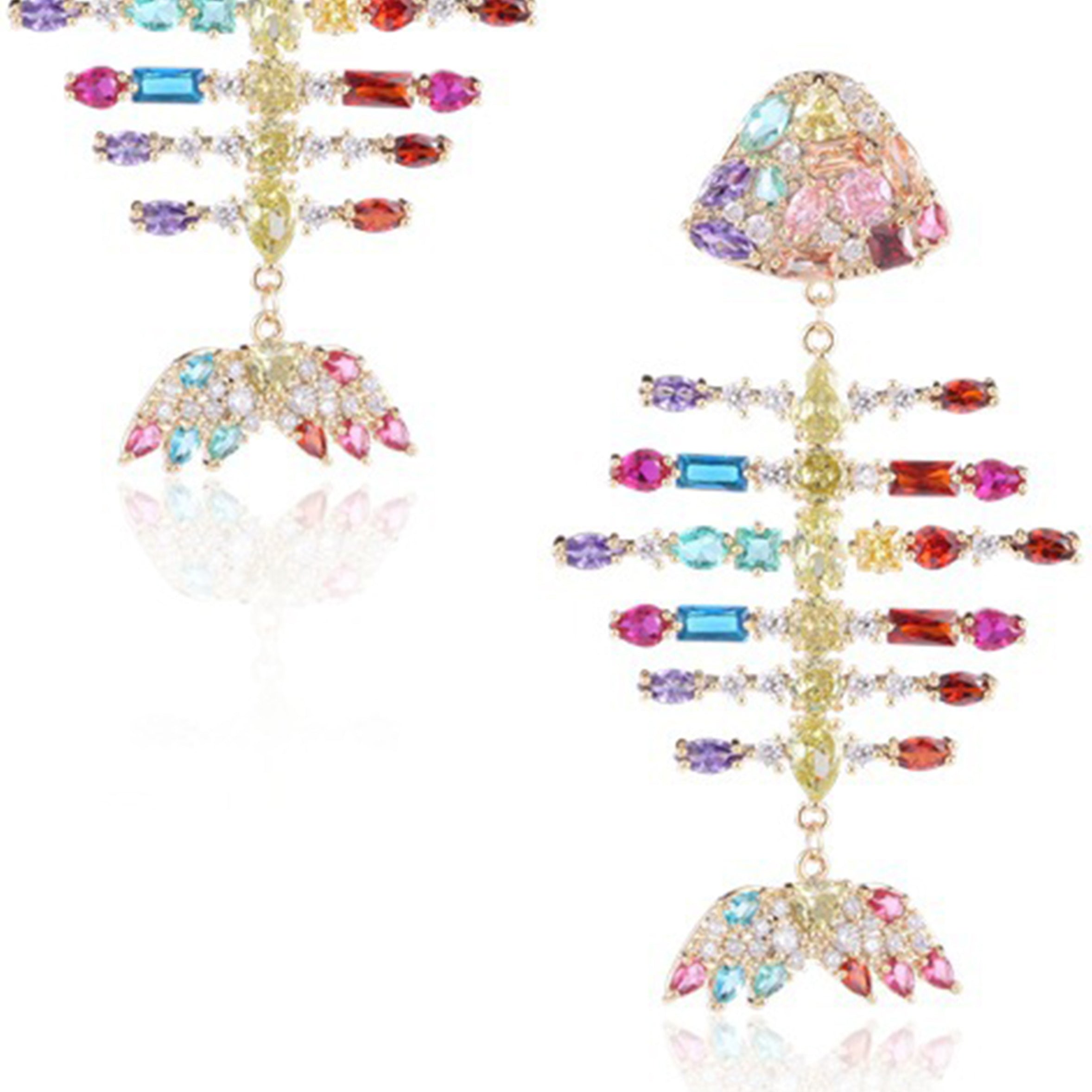 Pendientes de circonita cúbica con diseño de espina de pescado E7696