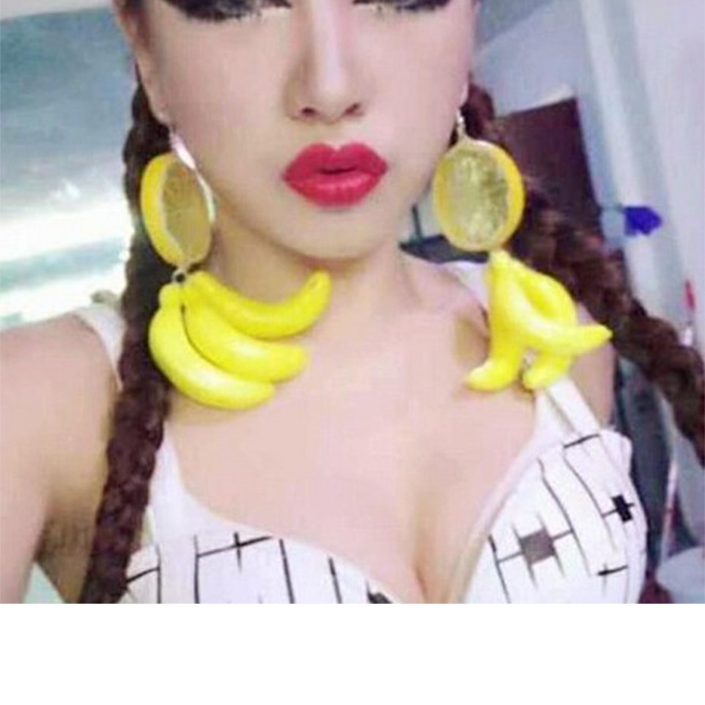 Pendientes acrílicos de limón y plátano E7724