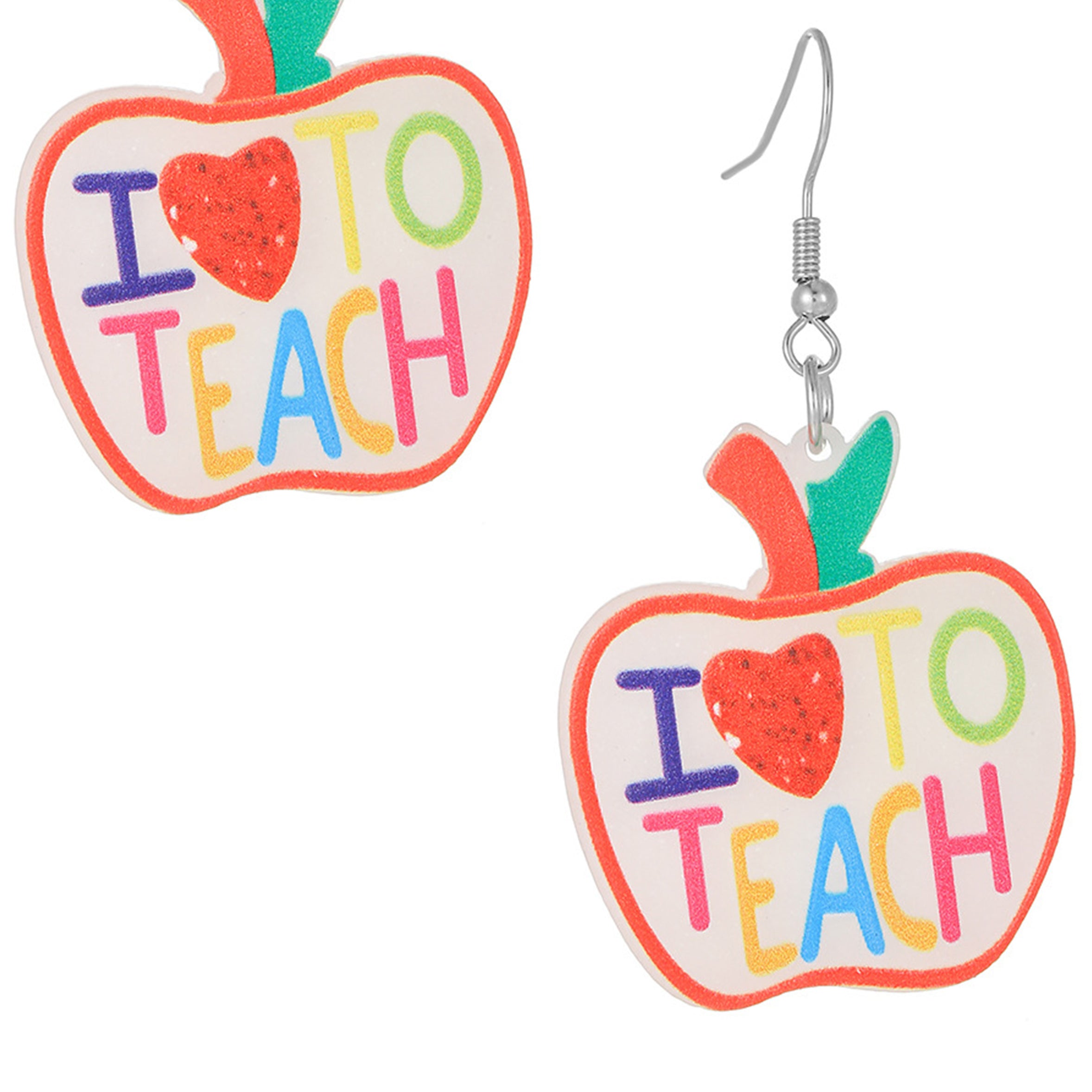 Apple Love Teach Acrylic Earrings E7728