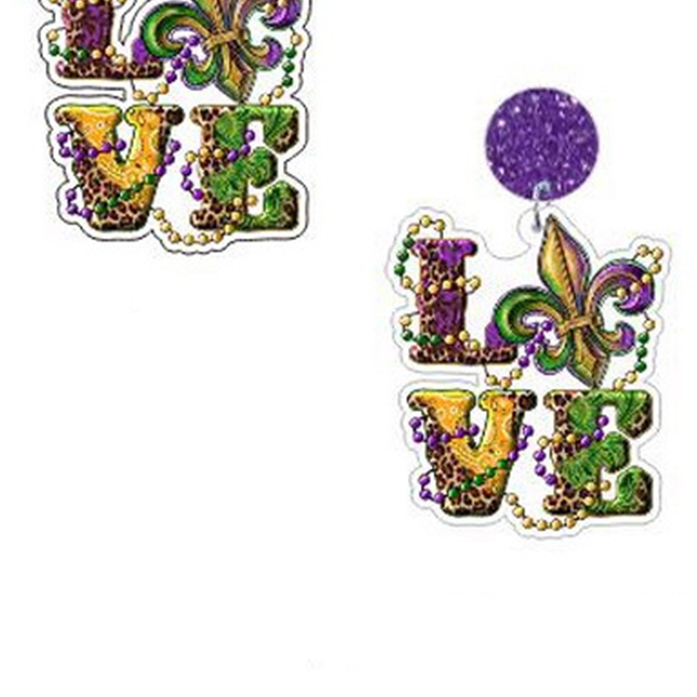LOVE Mardi Gras Acrylic Earrings E7730