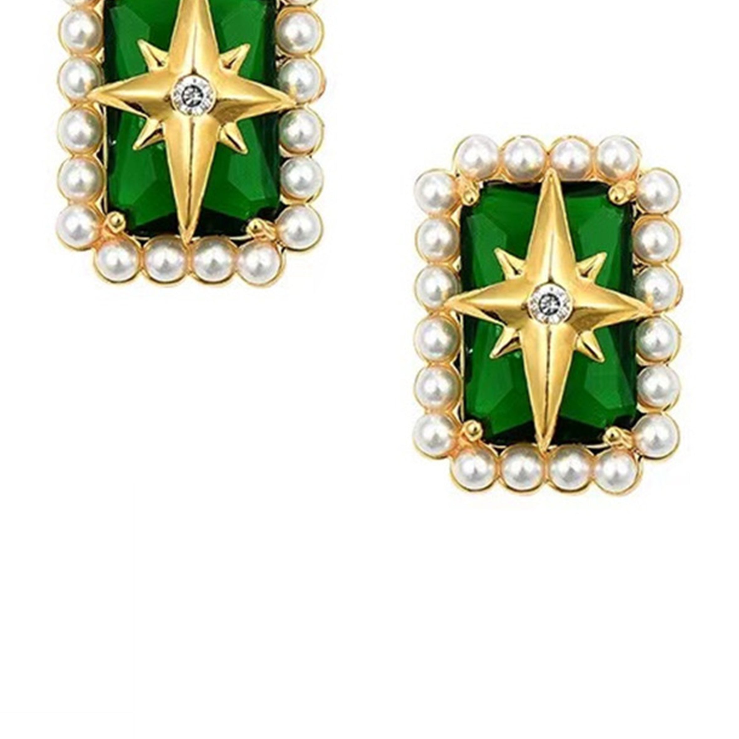 Pendientes de clip con diamantes de imitación en forma de estrella E7799