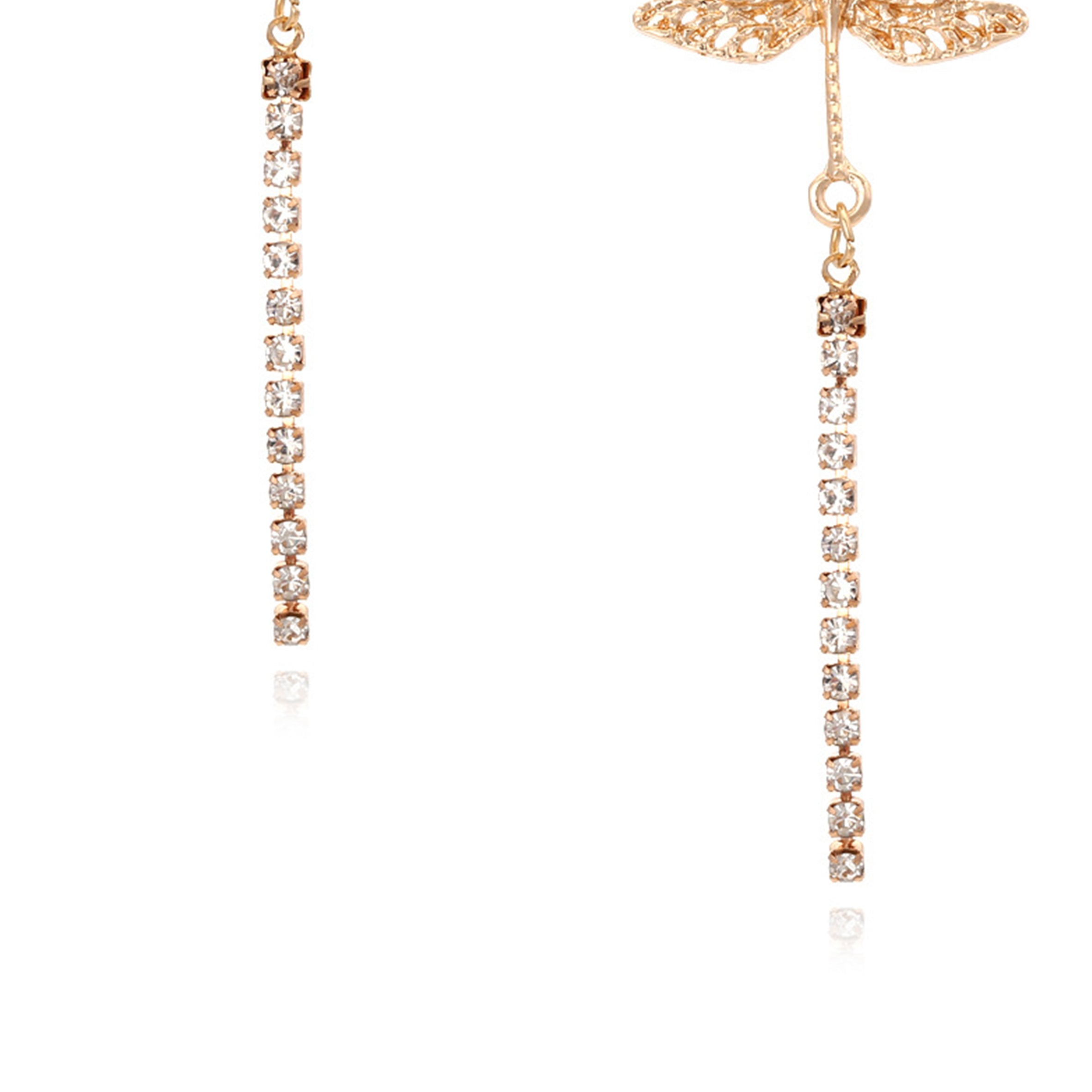 Dragonfly Rhinestone Tassel Earrings E7803