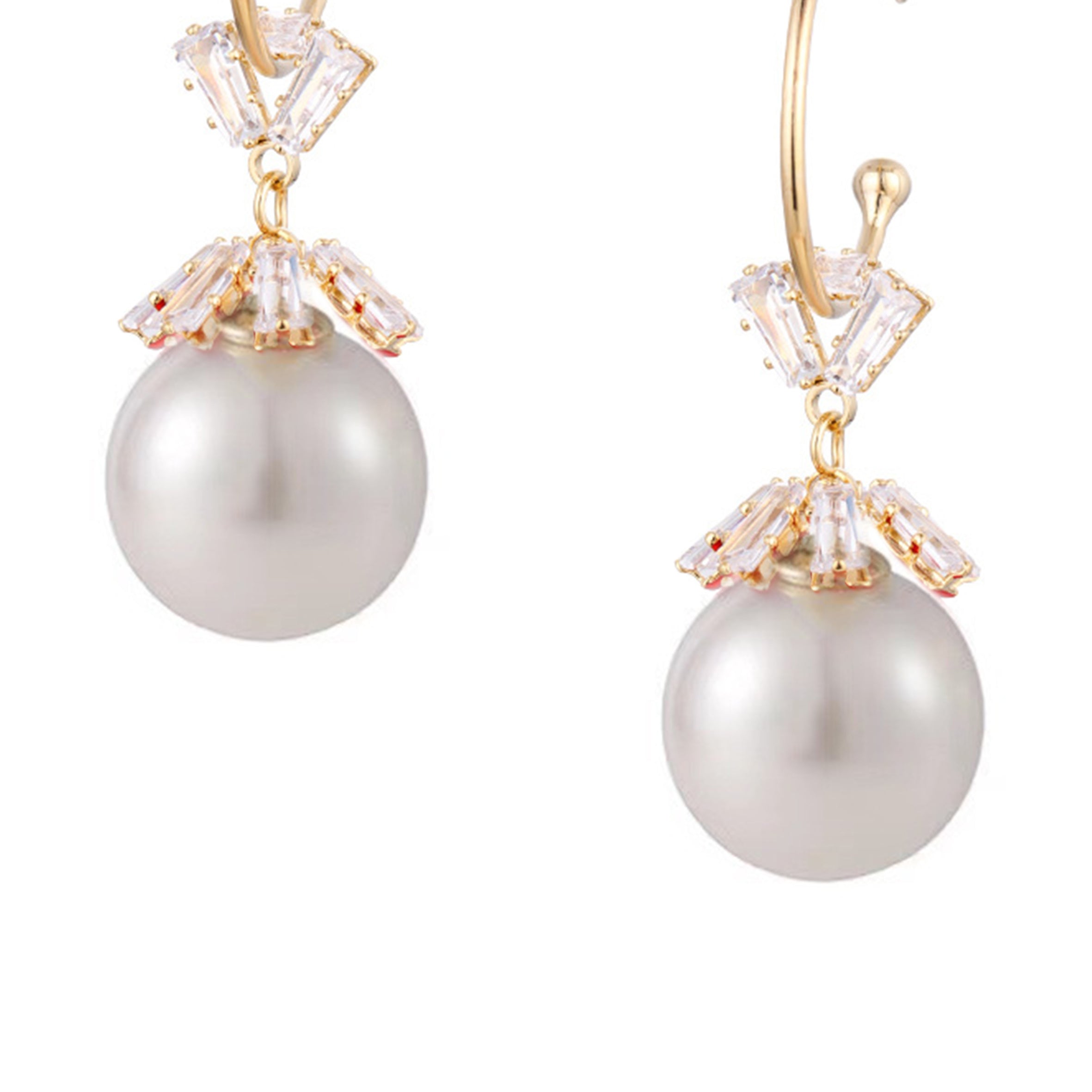 Pearl Rhinestone Hoop Earrings E7865