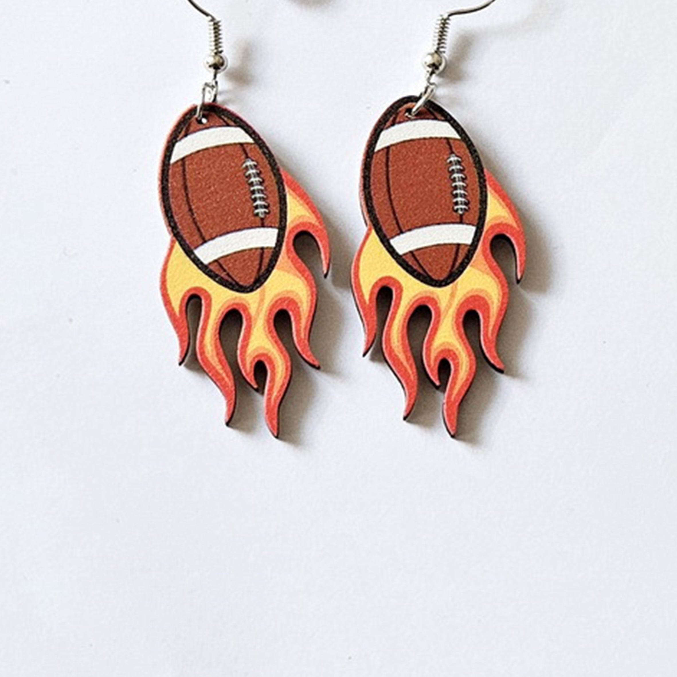 Pendientes de madera Rugby Fire E7878