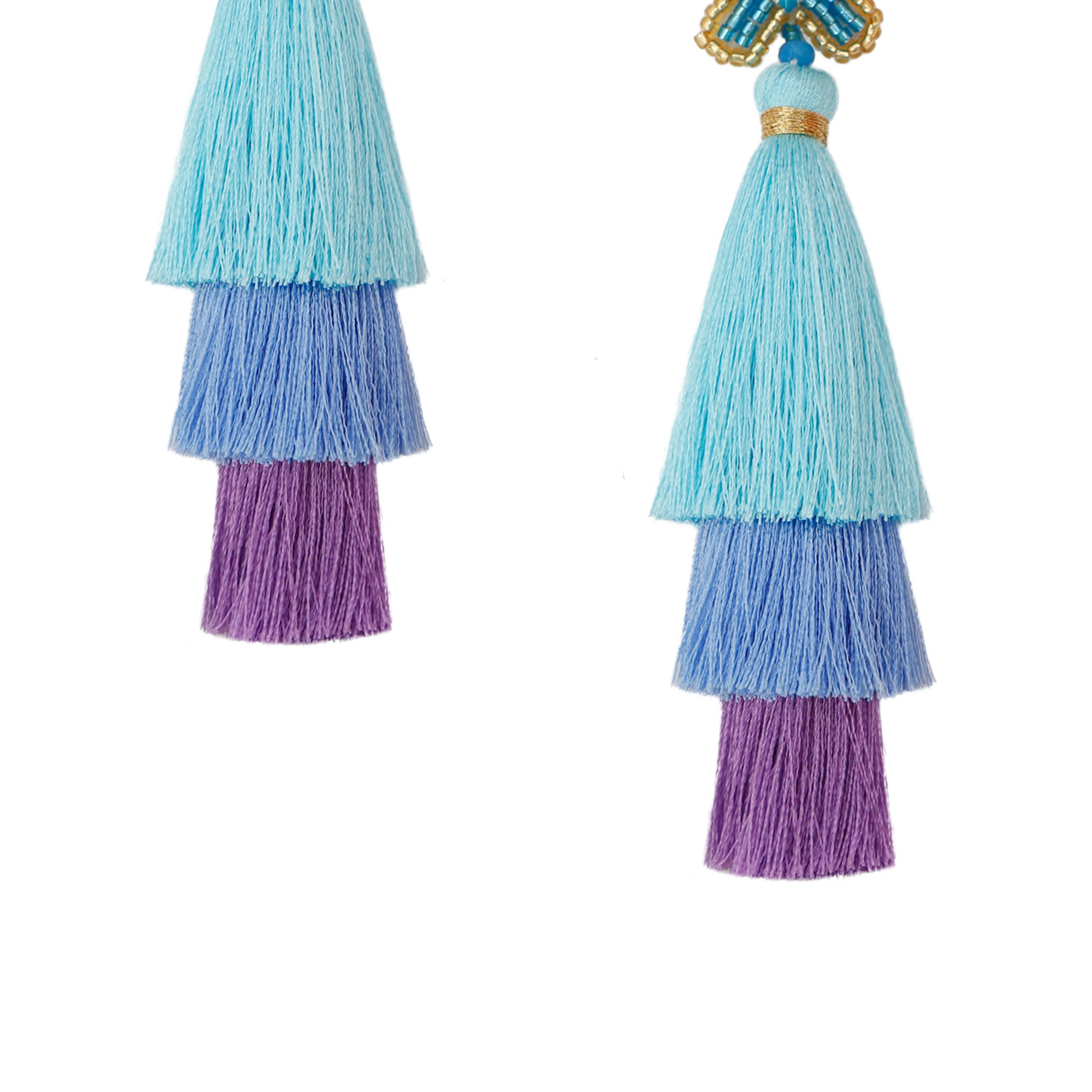 Pendientes de borlas de hilo de algodón con forma de mariposa E7887