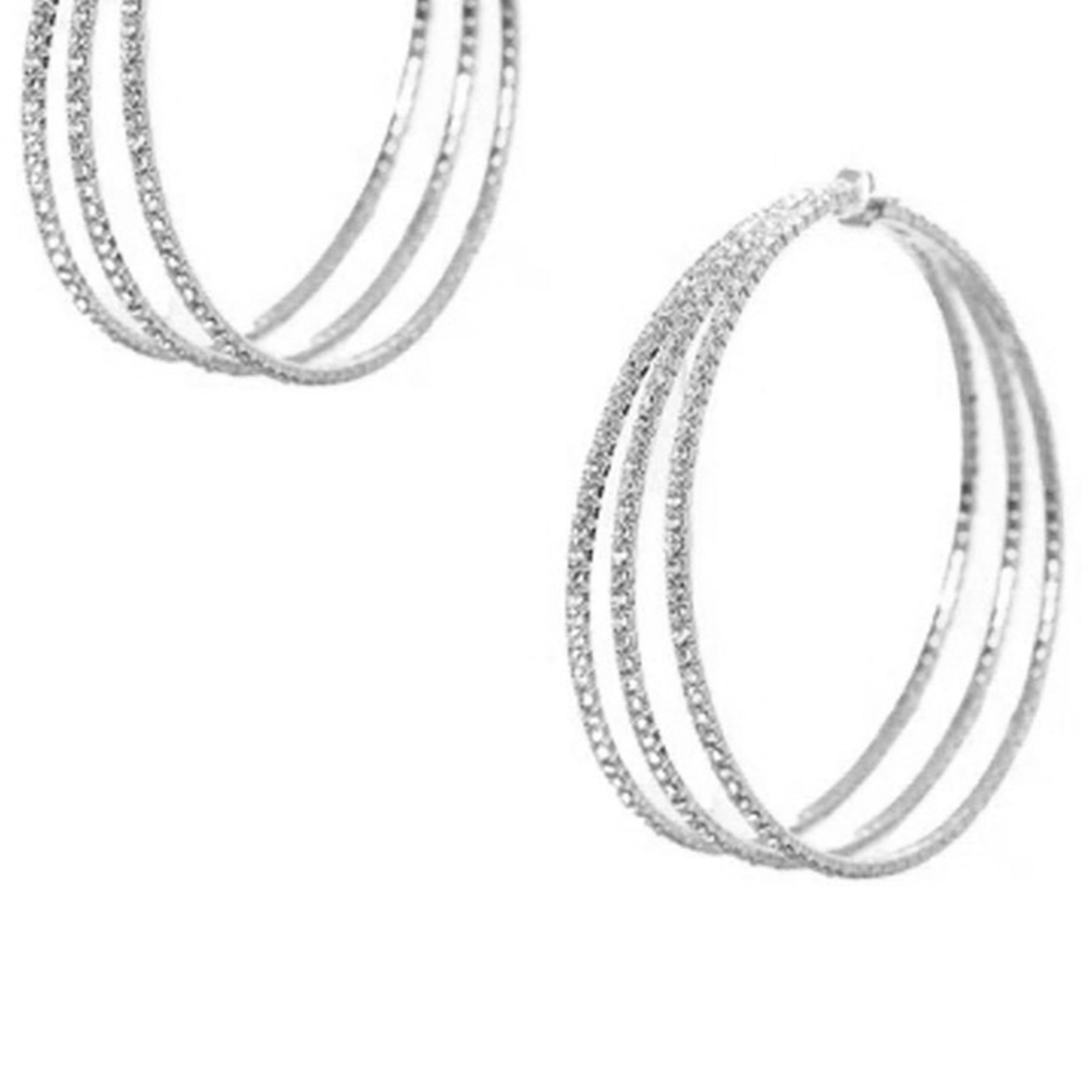 Pendientes de aro con múltiples capas de diamantes de imitación E7987