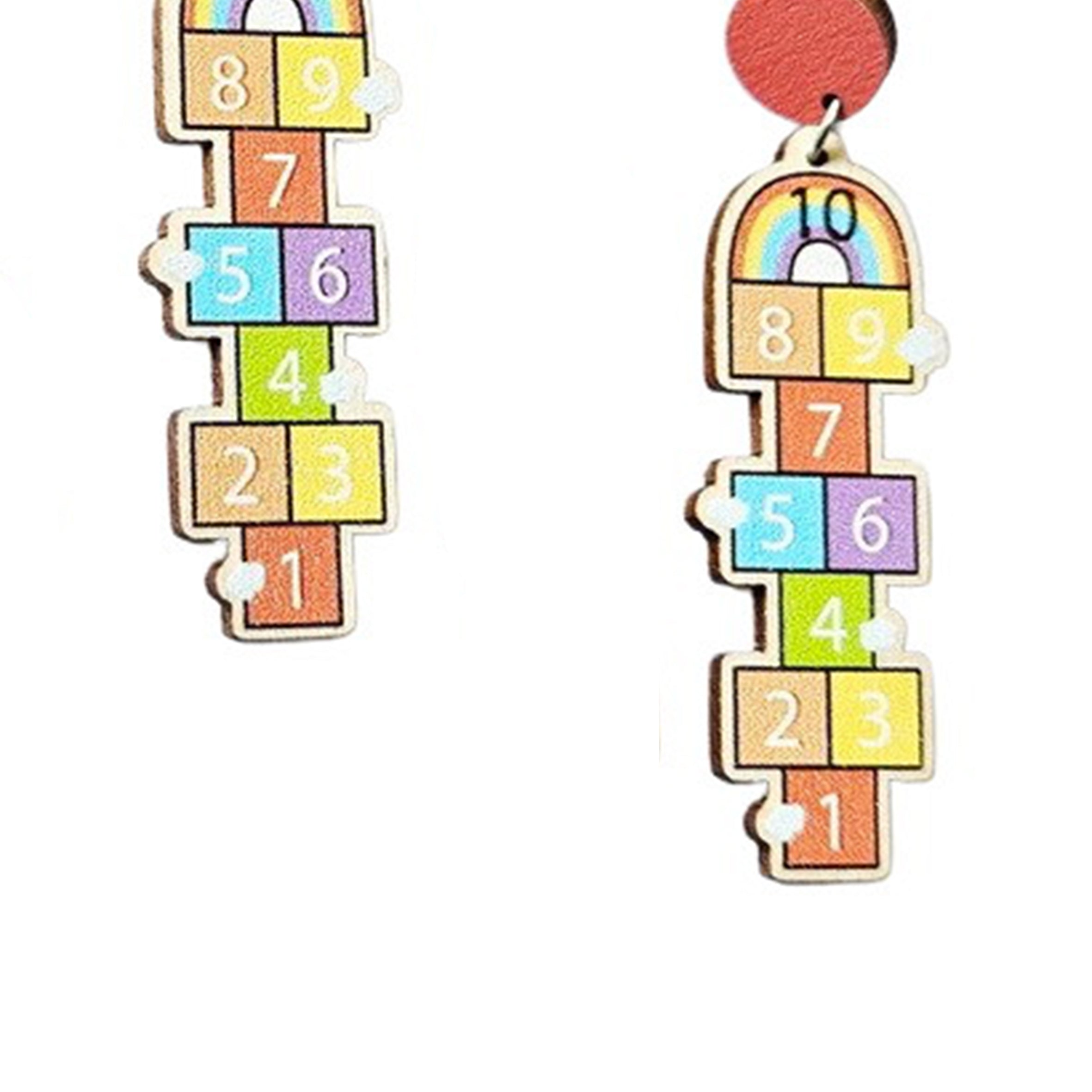 Number Grid Wooden Earrings E7989