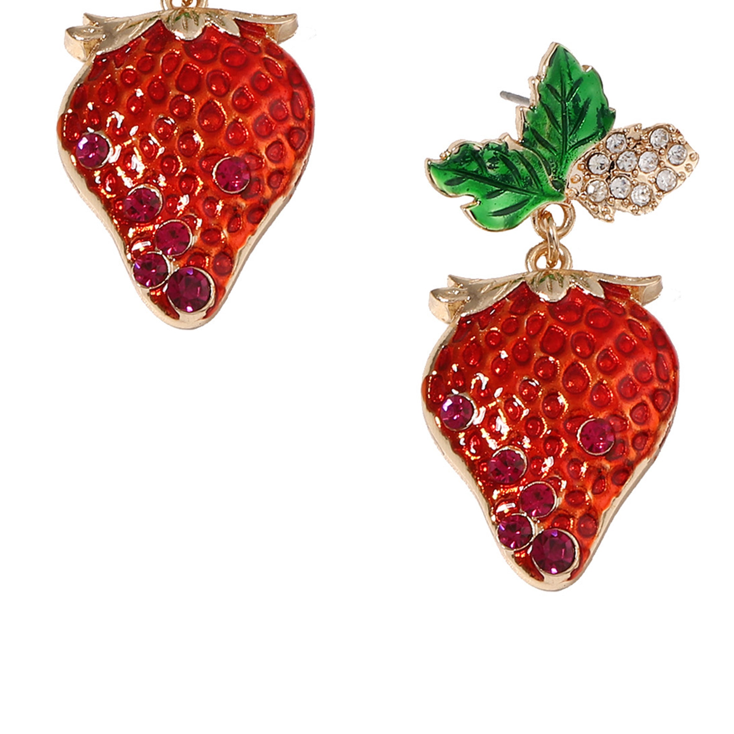 Pendientes de fresa con diamantes de imitación E8033