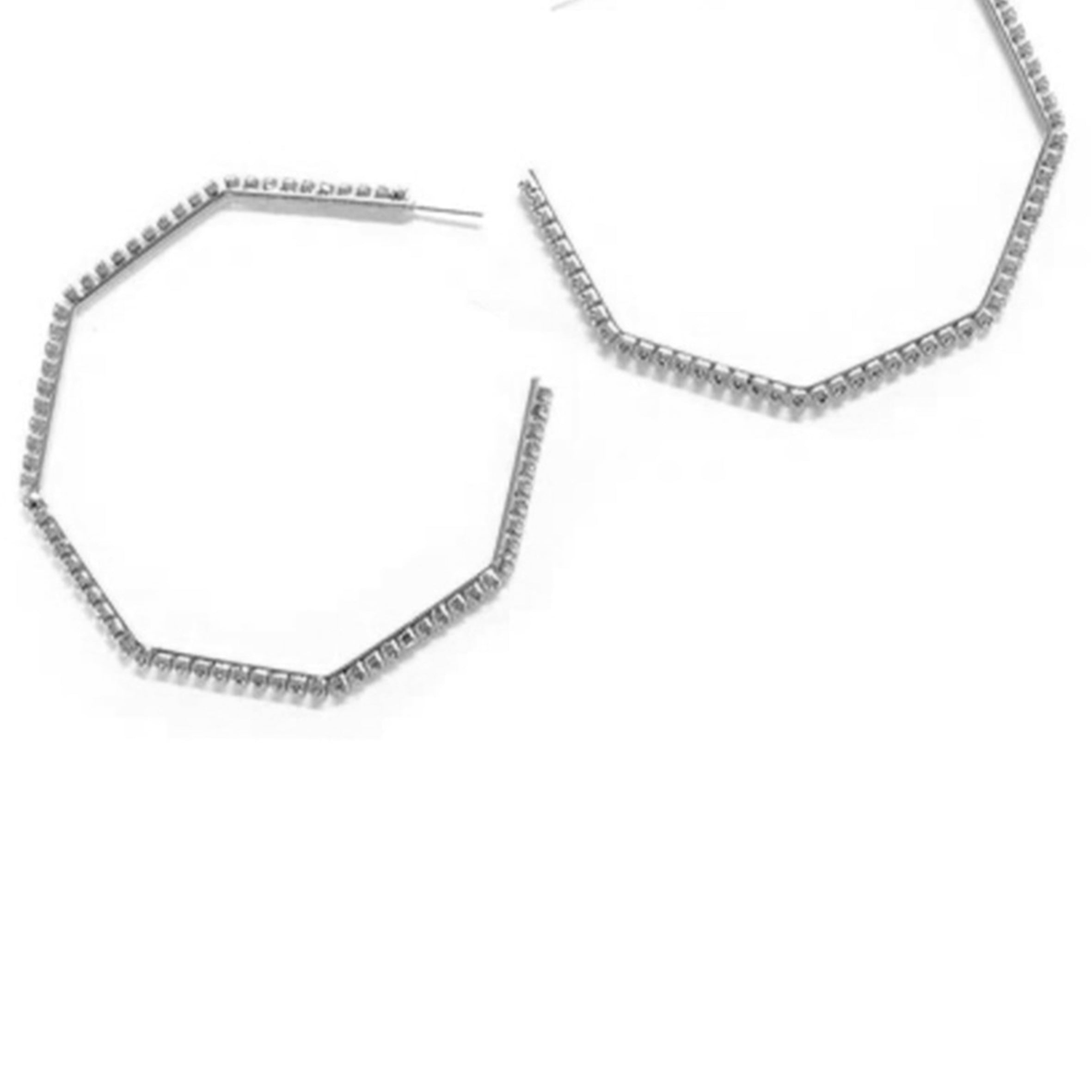 Pendientes de aro con diamantes de imitación hexagonales E8041