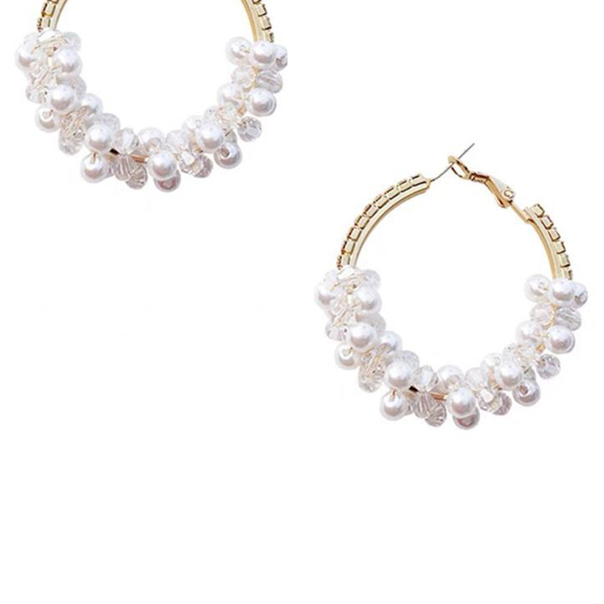 Pearl Alloy Hoop Earrings E8042