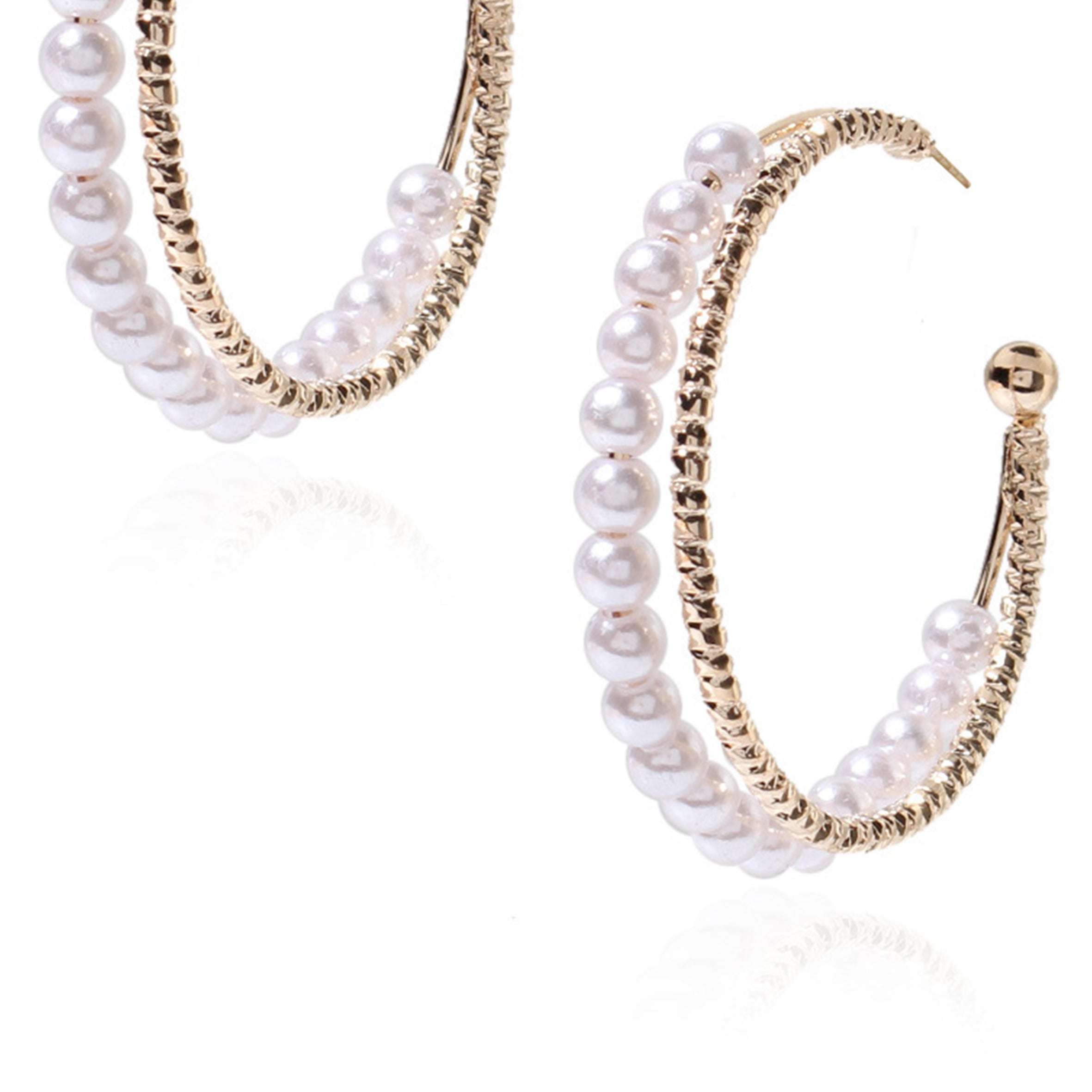 Pearl Hoop Earrings E8053