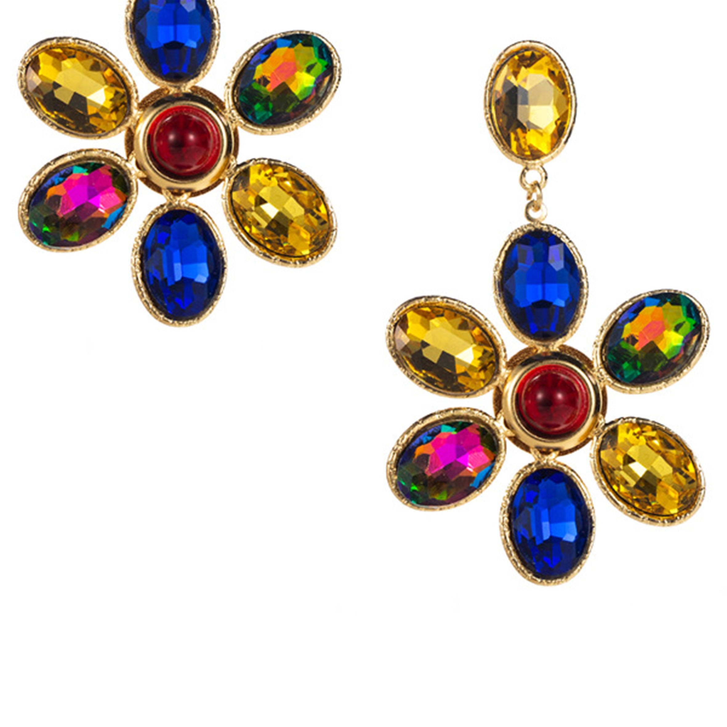 Pendientes de diamantes de imitación con diseño floral E8058