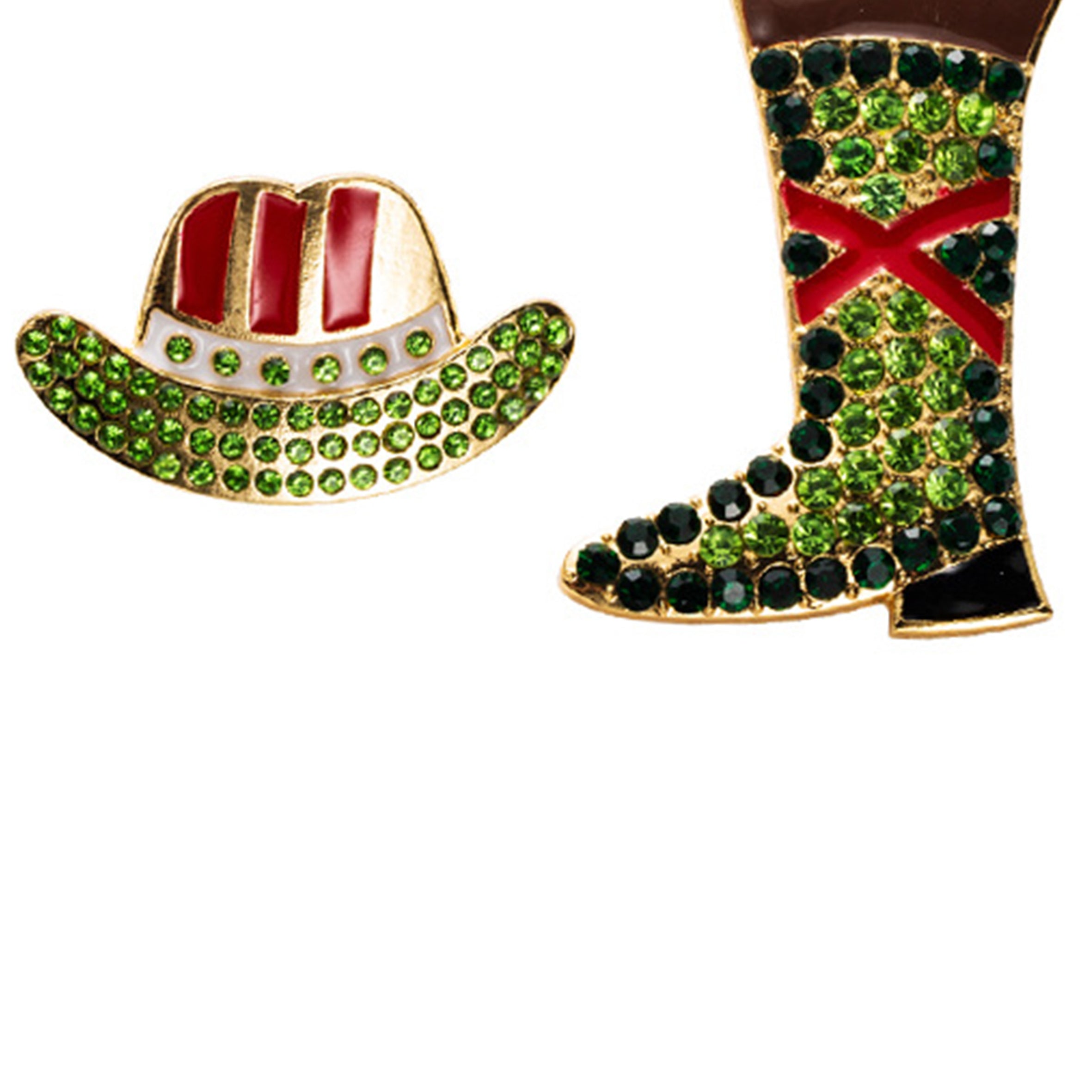 Hat Boots Rhinestone Asymmetrical Earrings E8060