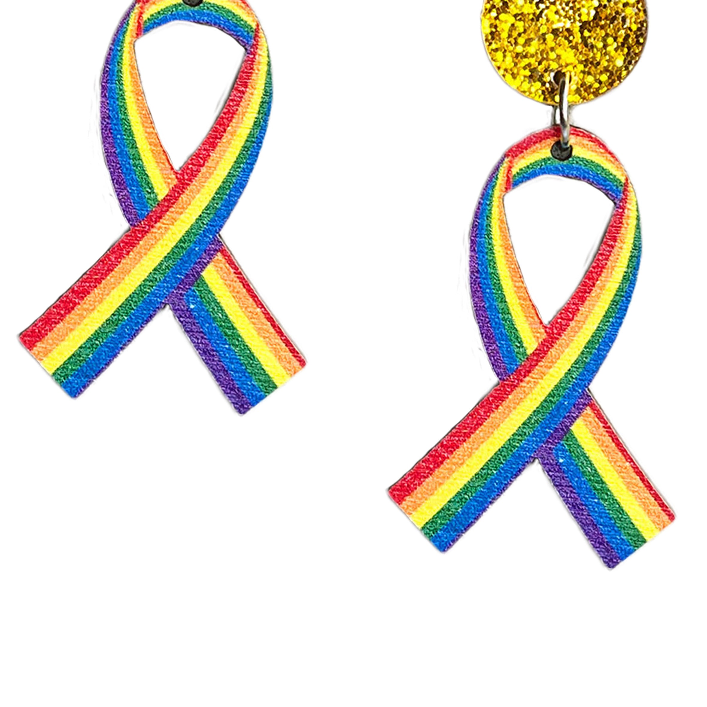 Pendientes de madera con lazo de arcoíris E8072