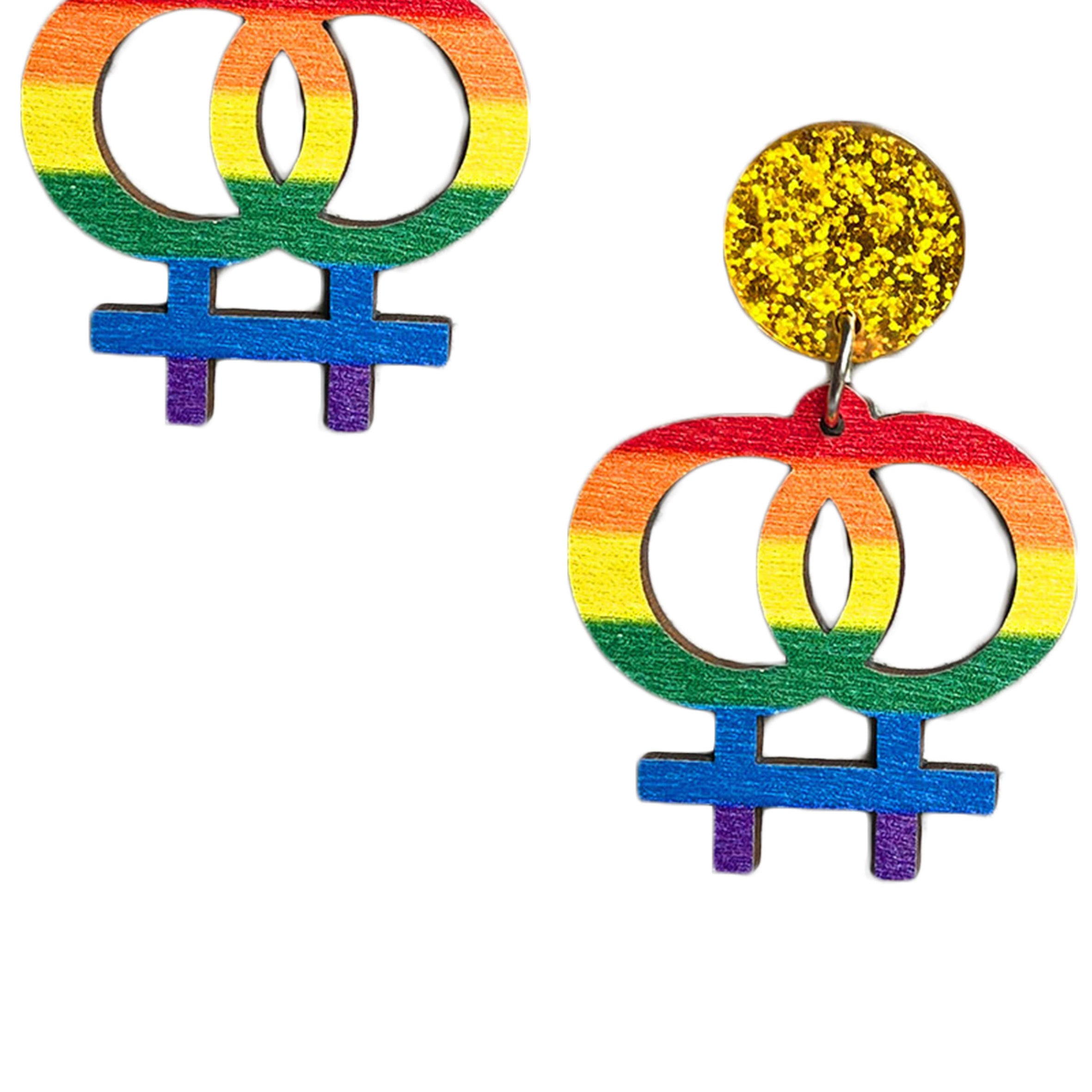 Female Symbols Rainbow Wooden Earrings E8073