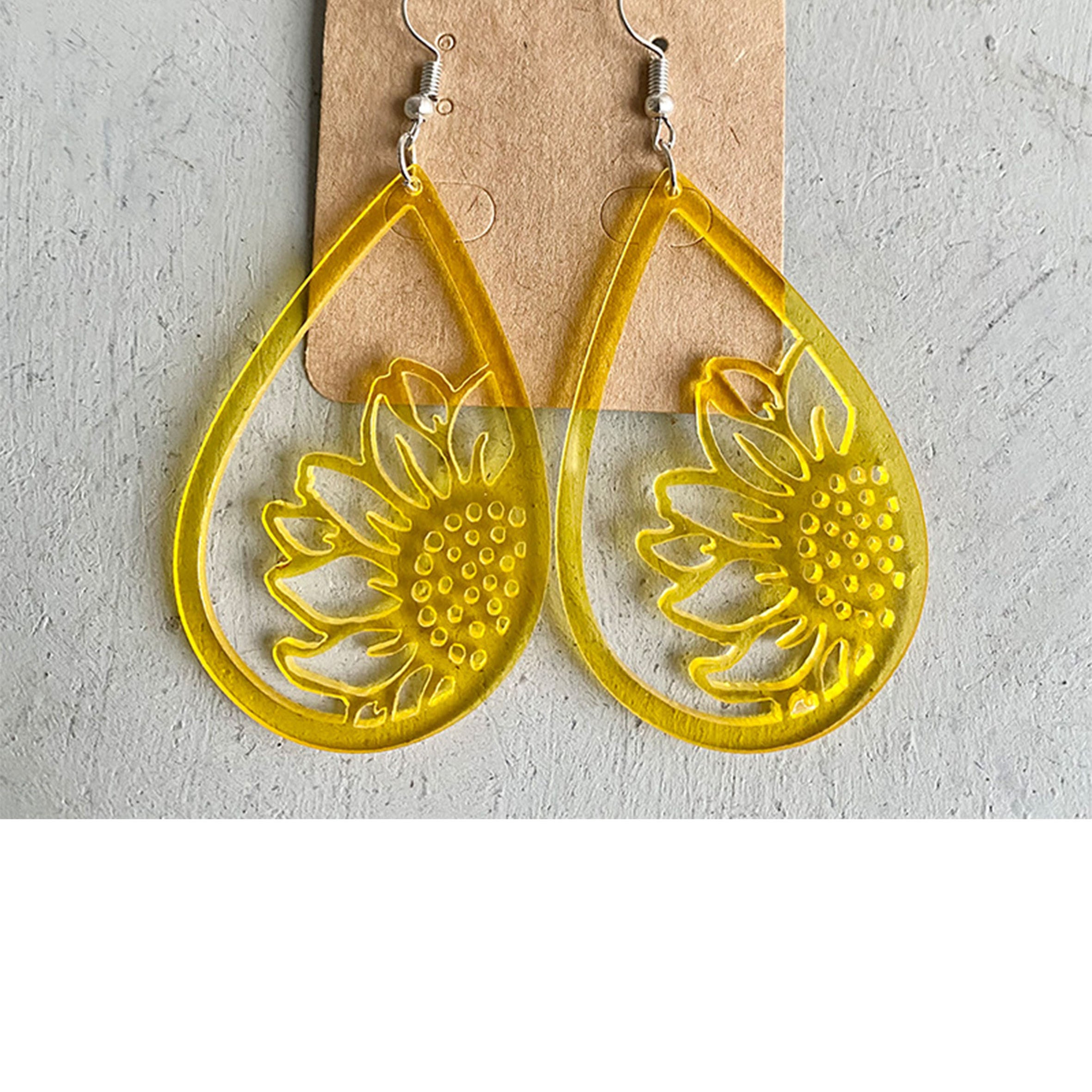 Teardrop Sunflower Acrylic Earrings E8075